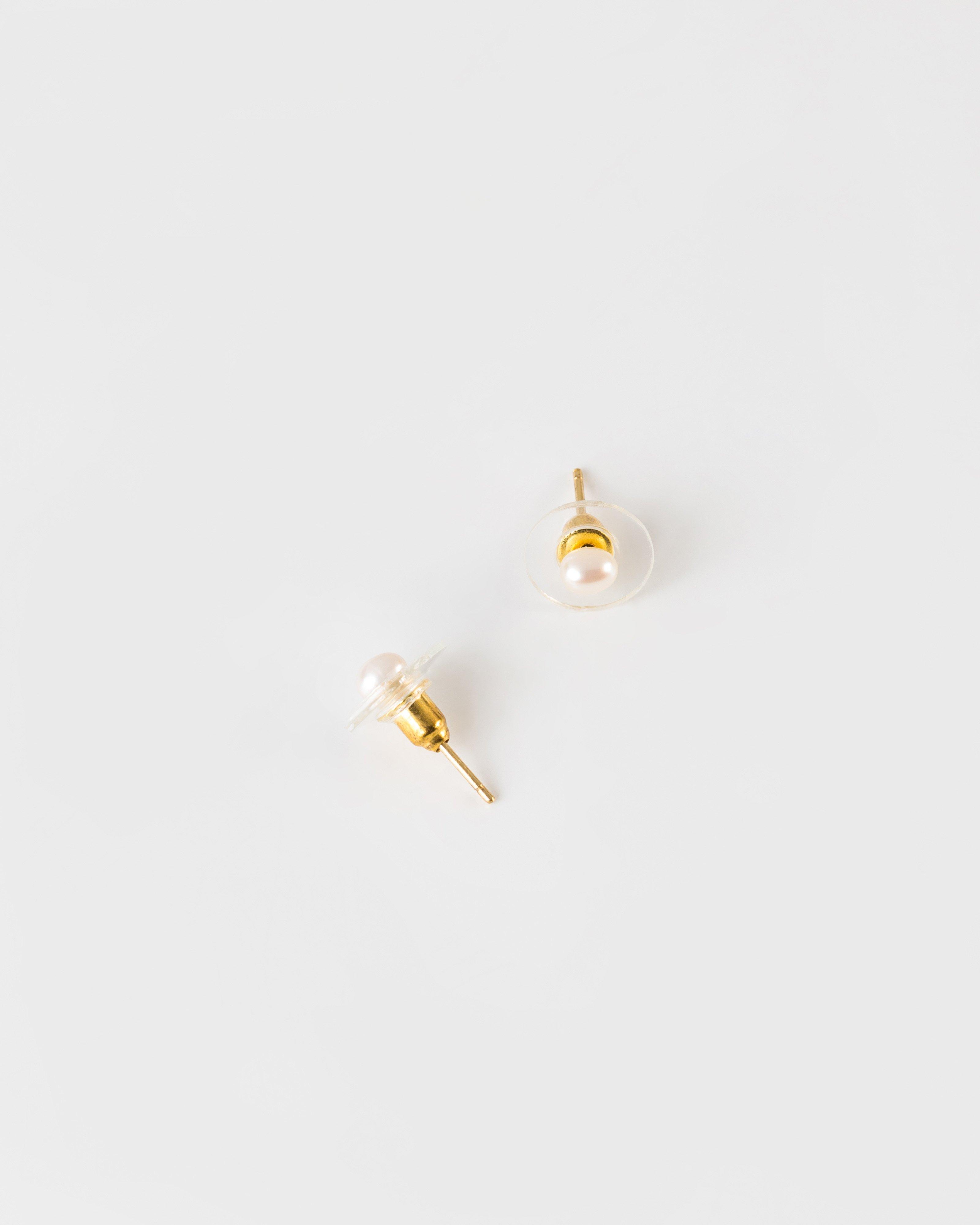 Sterling Silver Single Pearl Stud Earrings -  Milk