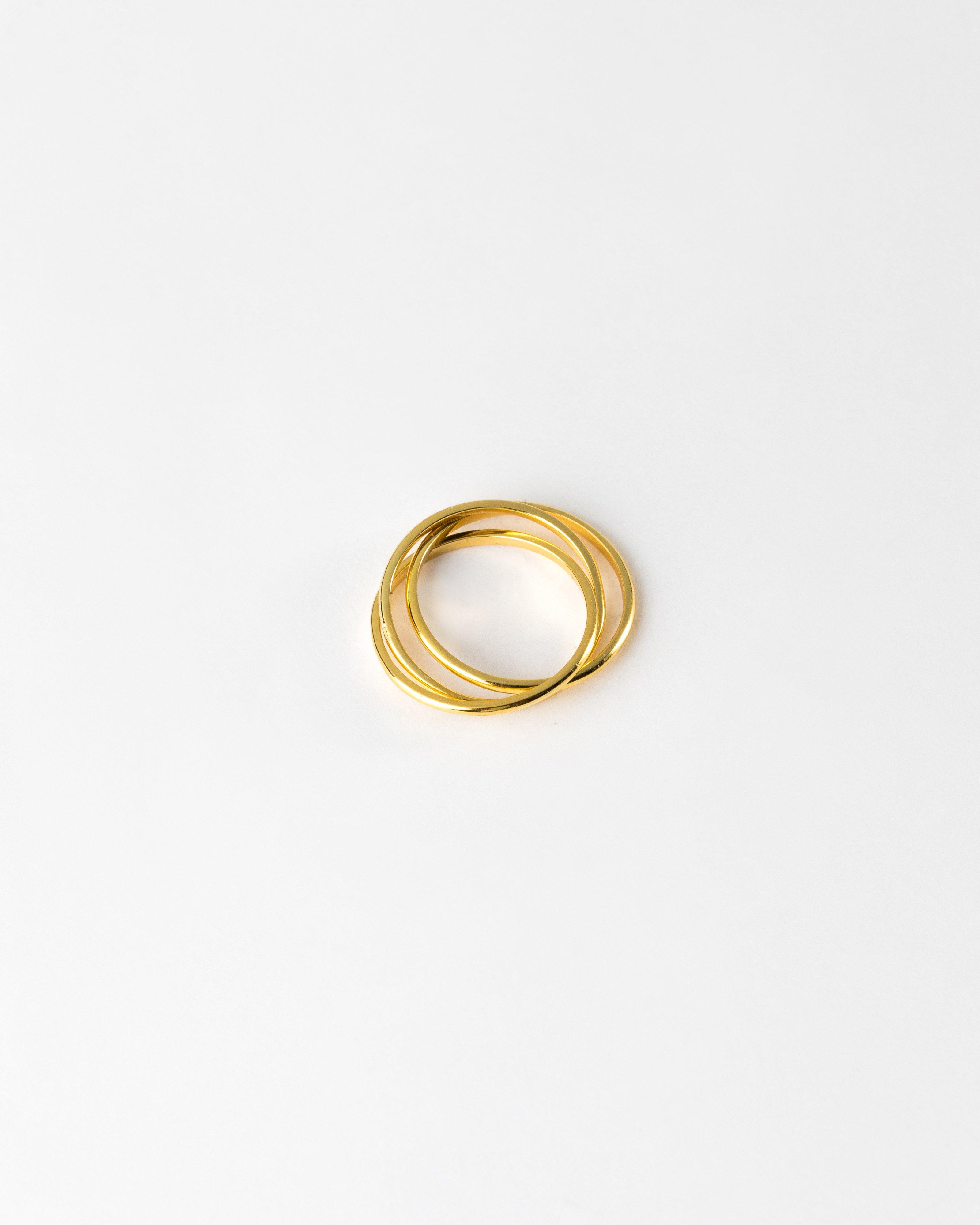 Sterling Silver Rolling Trinity Ring -  Gold