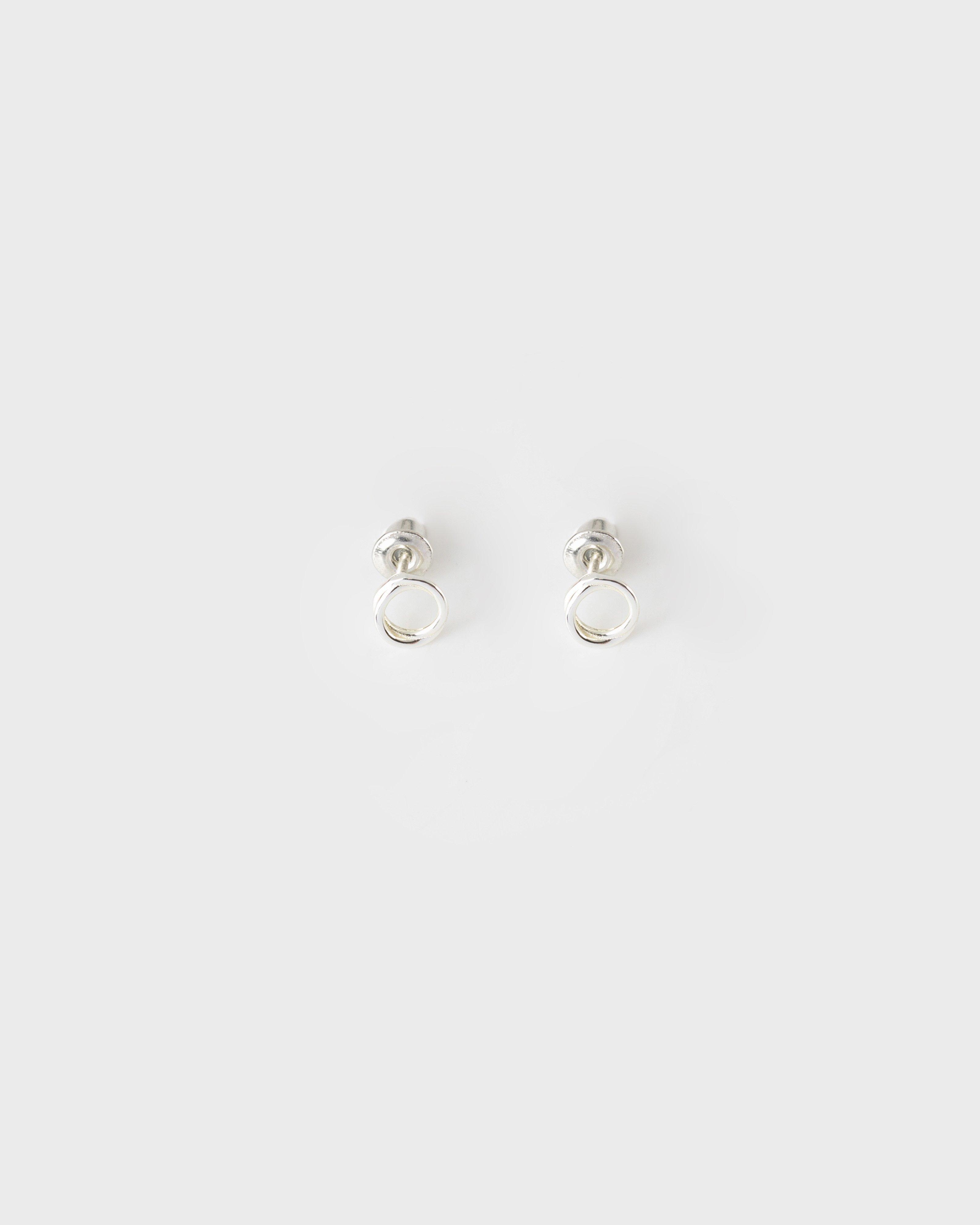 Sterling Silver Wrapped Circle Stud Earrings -  Silver