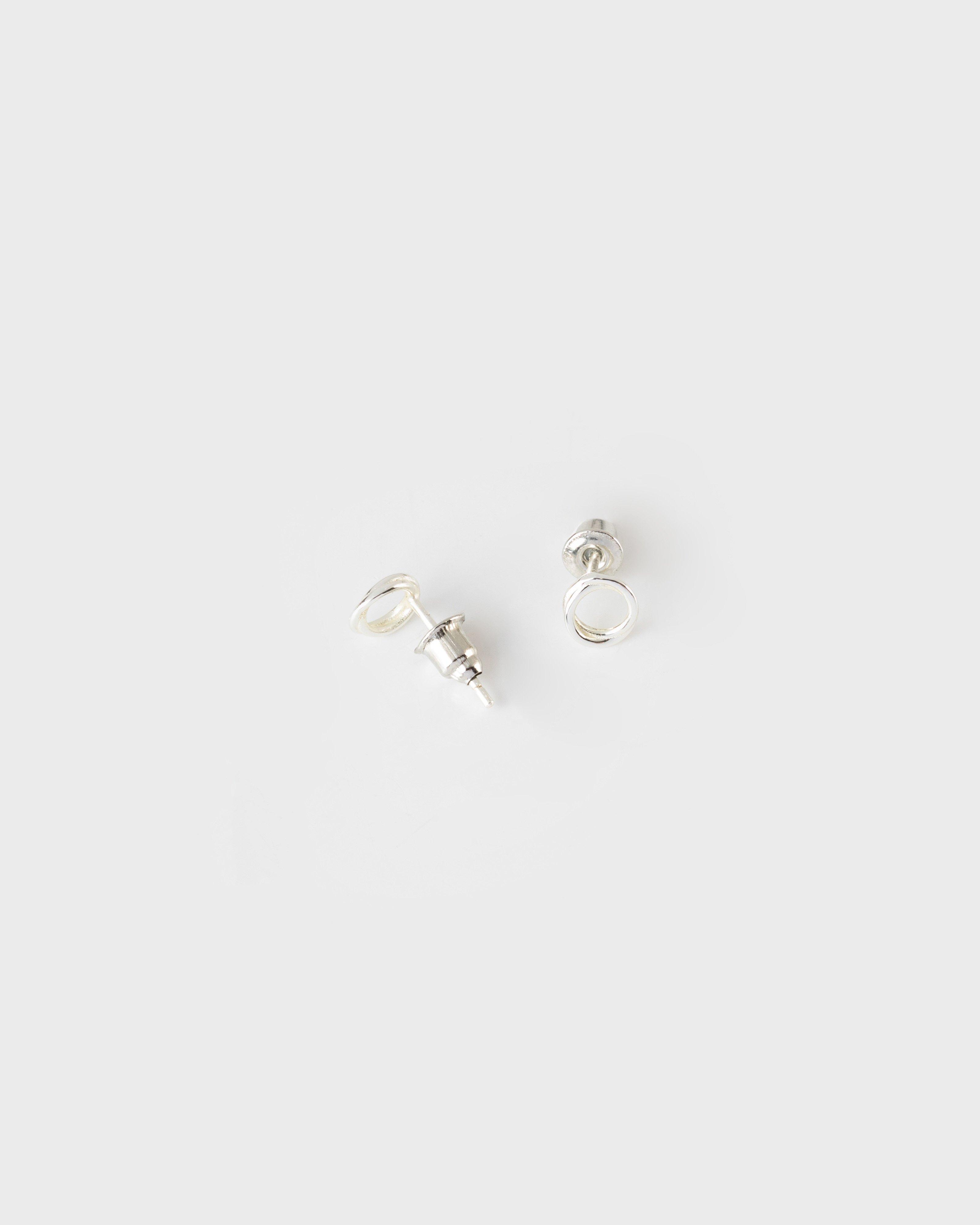 Sterling Silver Wrapped Circle Stud Earrings -  Silver