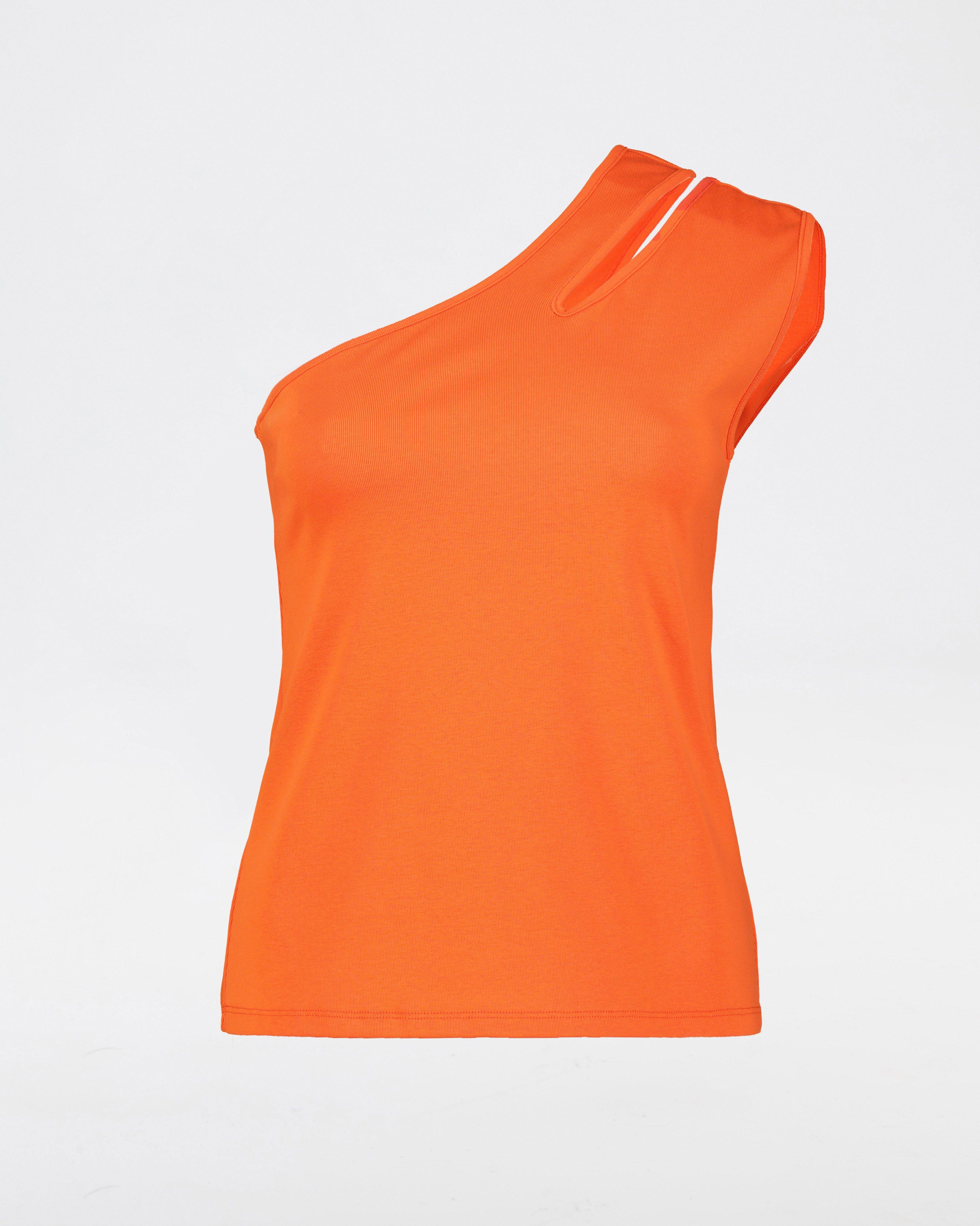 Naomi One Shoulder Cut Out Top -  Orange