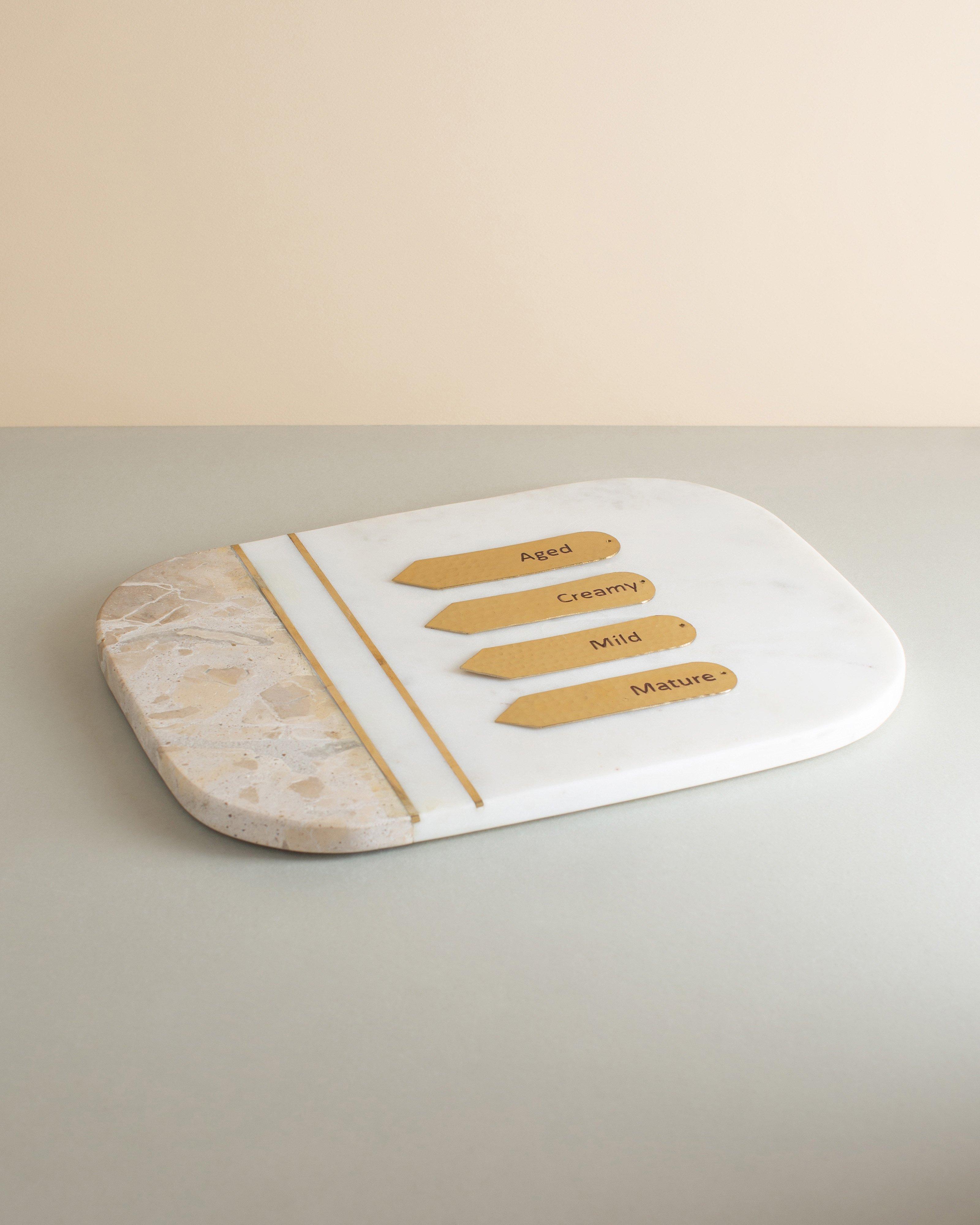 Serving Board with Cheese Markers -  Assorted