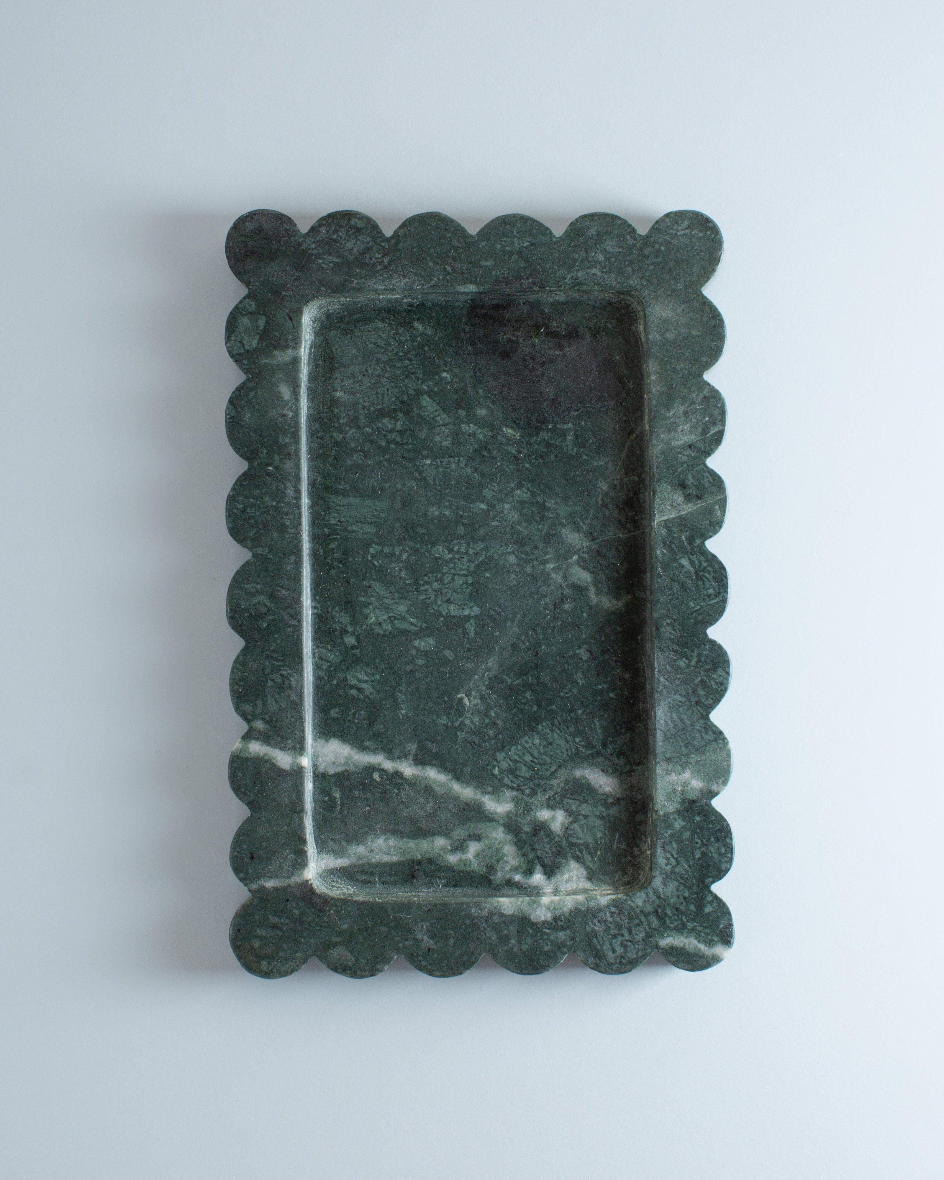 Scallop Marble Tray -  Green