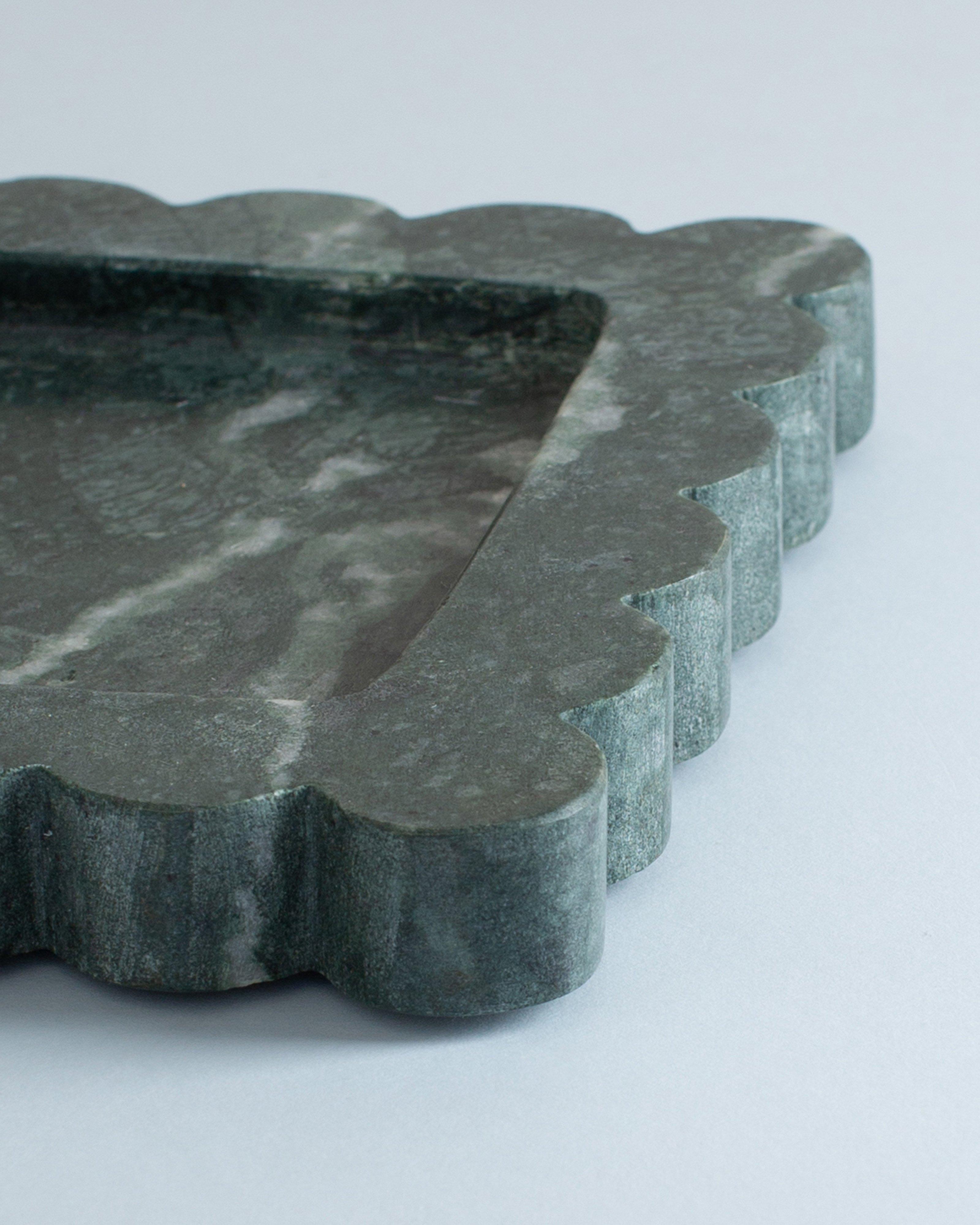 Scallop Marble Tray -  Green