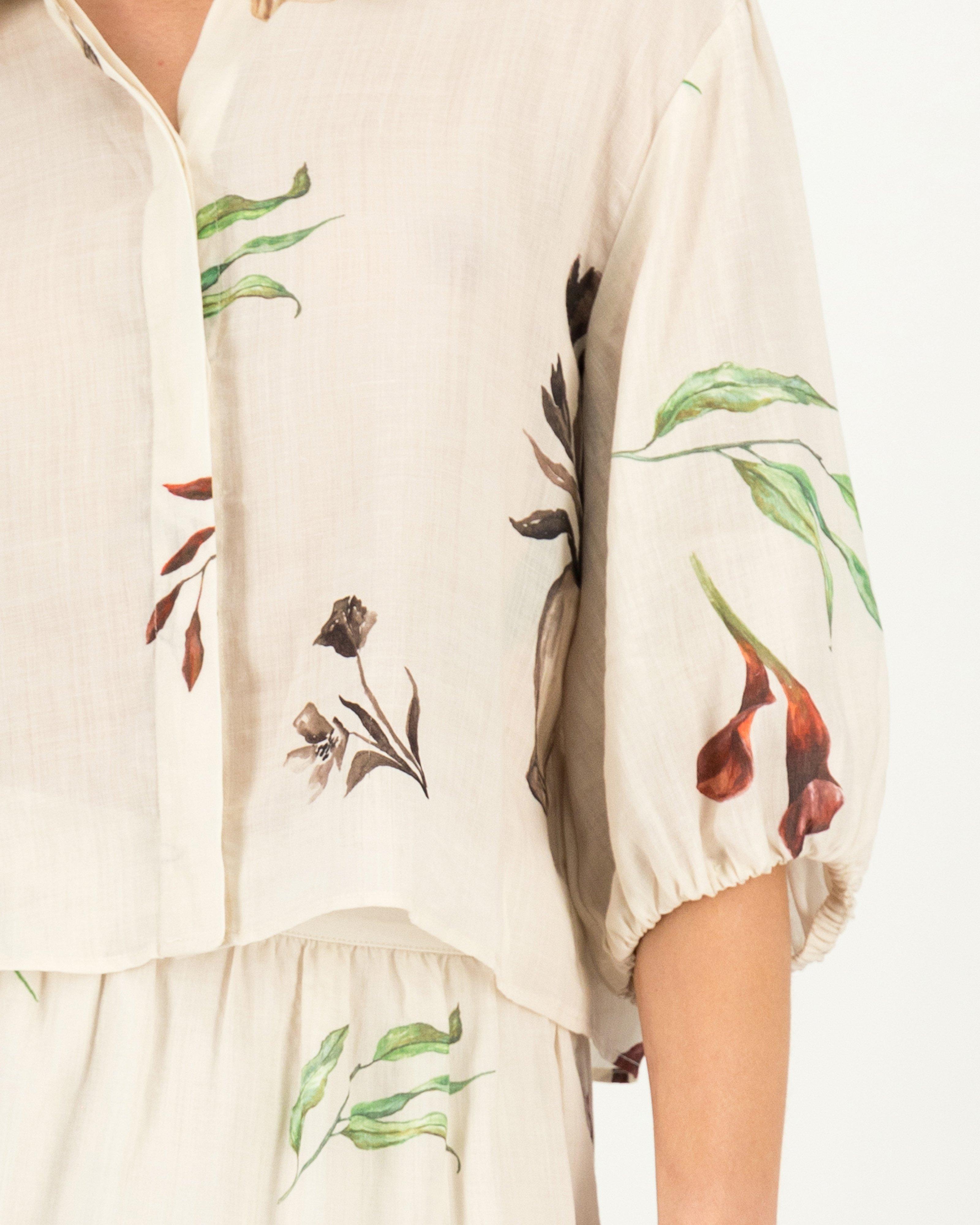 Dawson Soft Button Through Blouse -  Milk