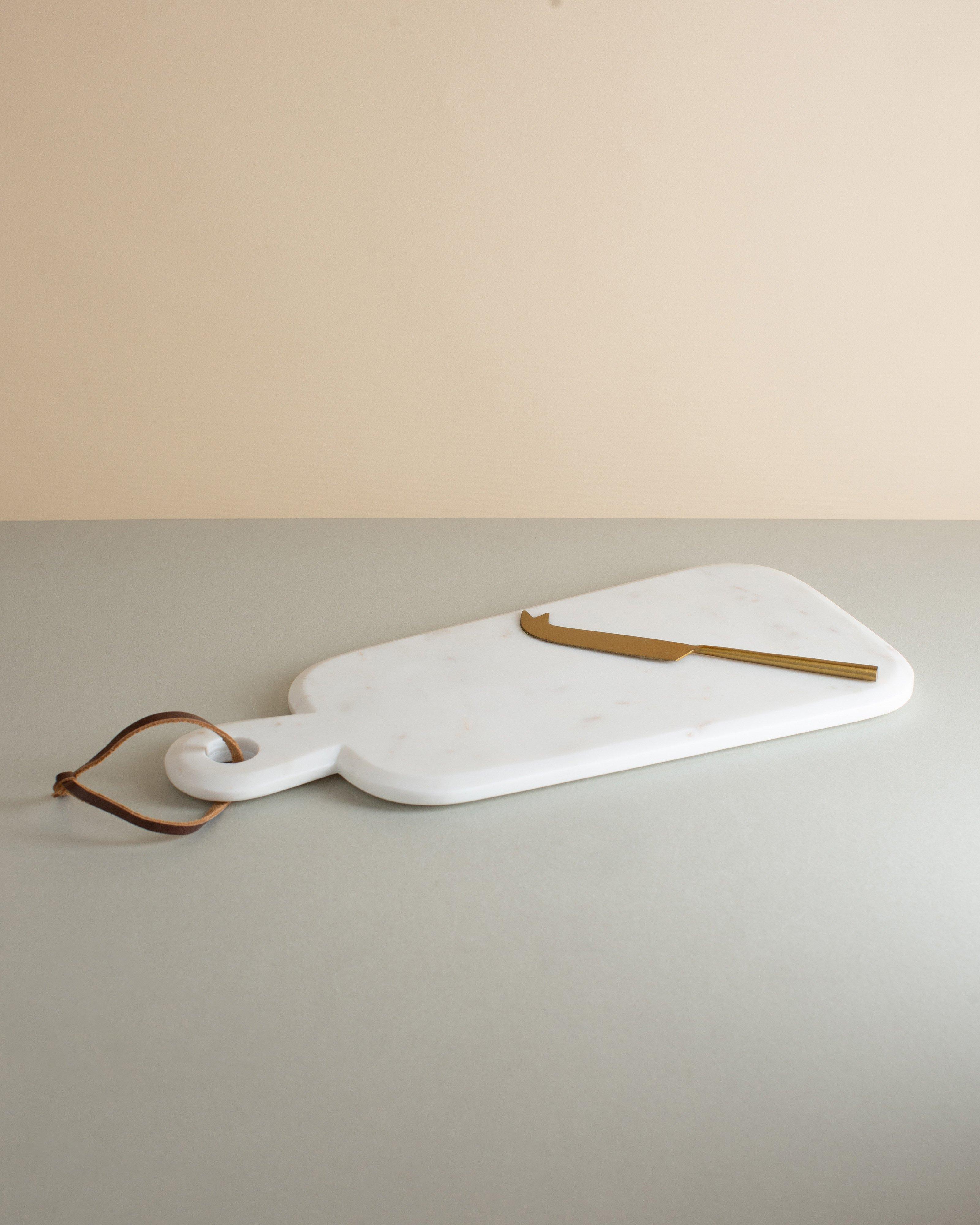 Serving Board with Cheese Knife -  White