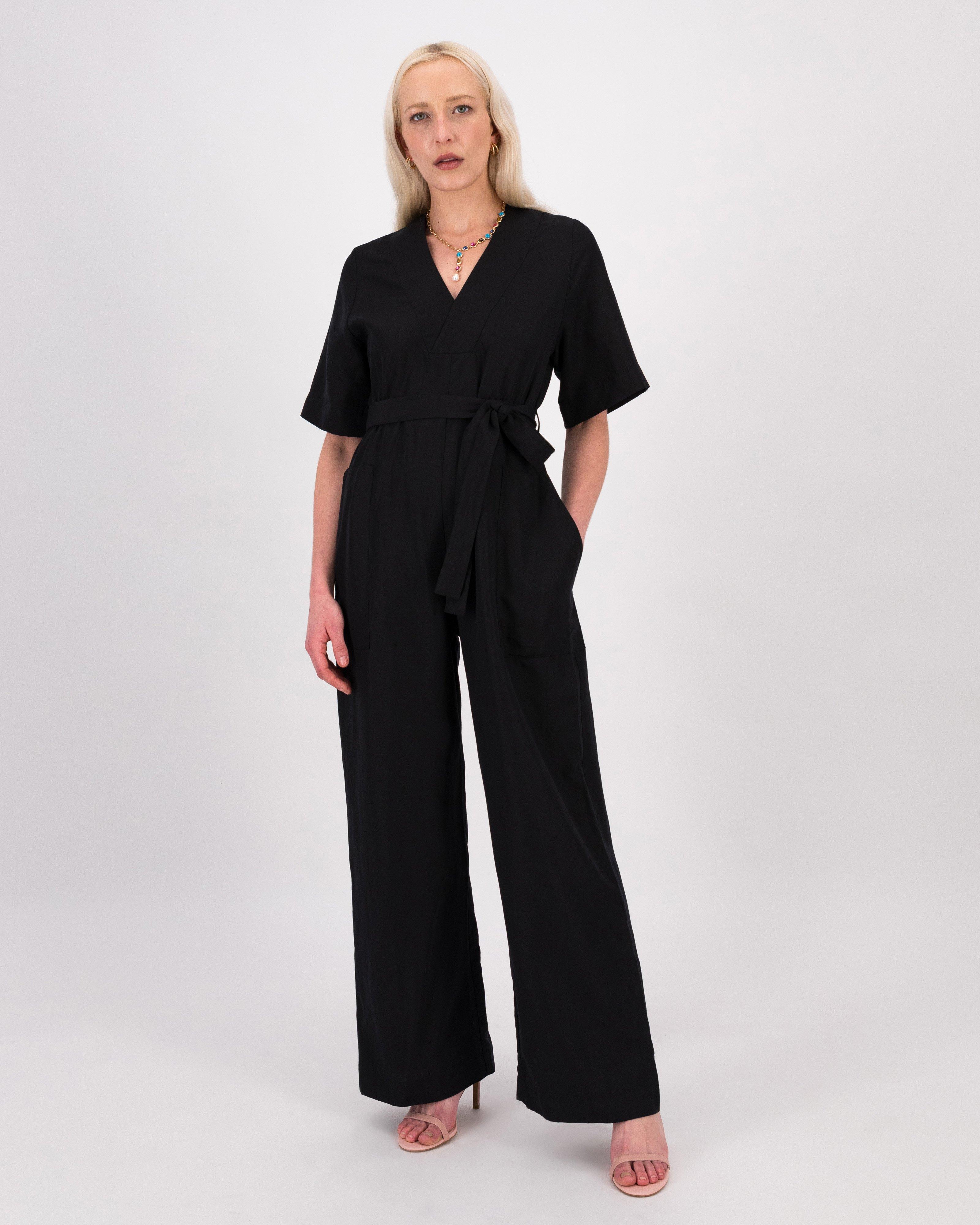 Wanda Belted Jumpsuit -  Black