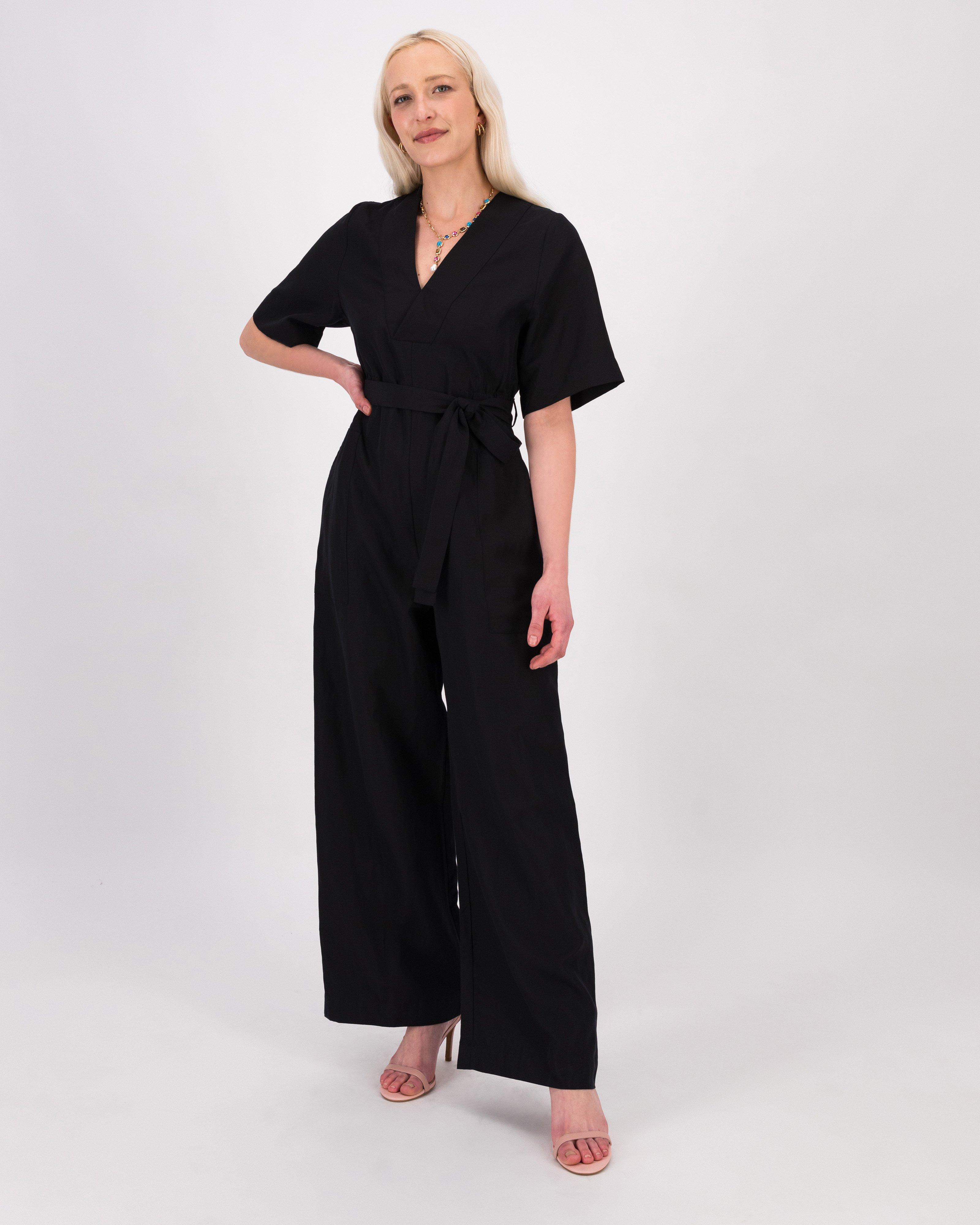 Wanda Belted Jumpsuit -  Black