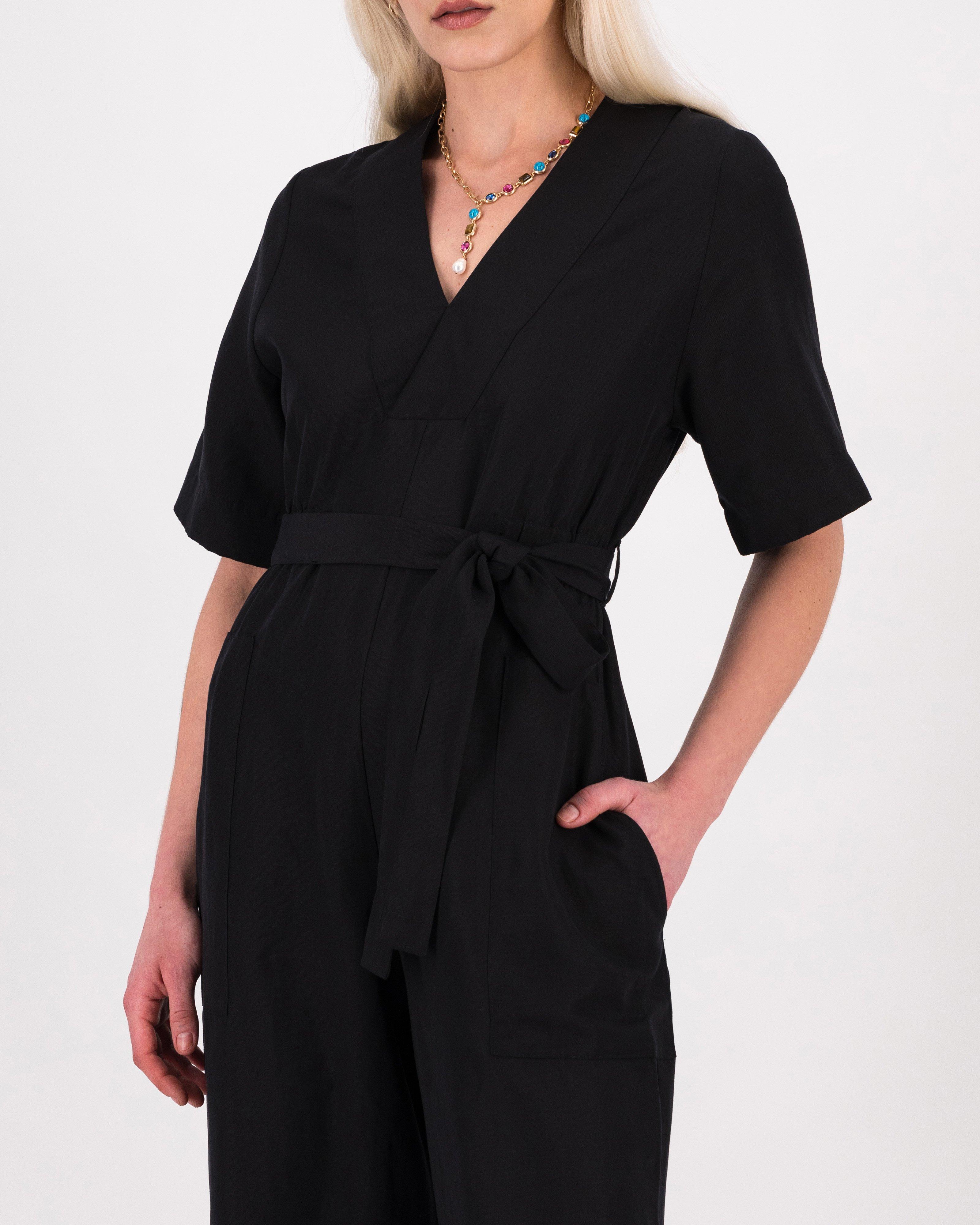 Wanda Belted Jumpsuit -  Black