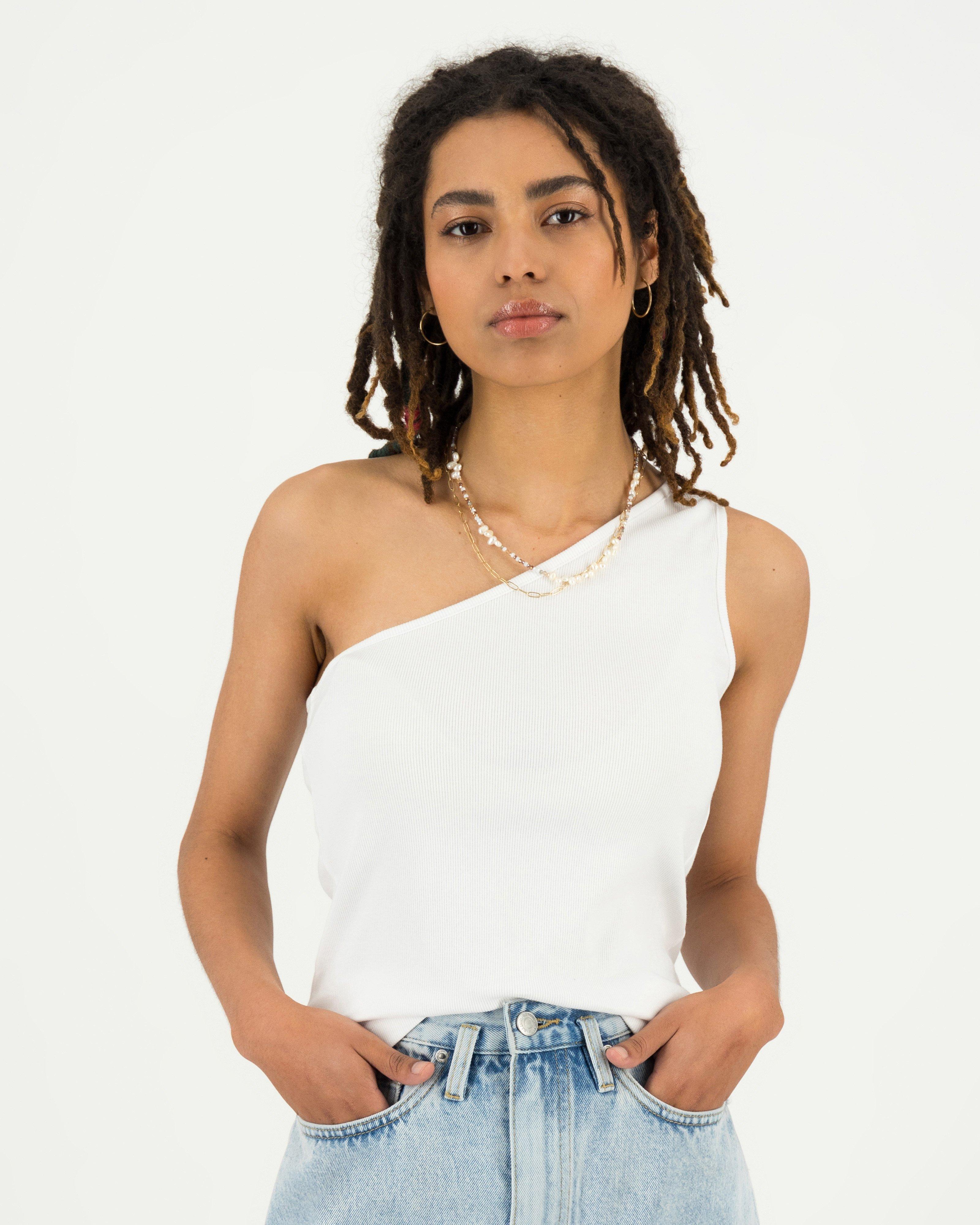 Women’s Malia One-Shoulder Tank Top -  White