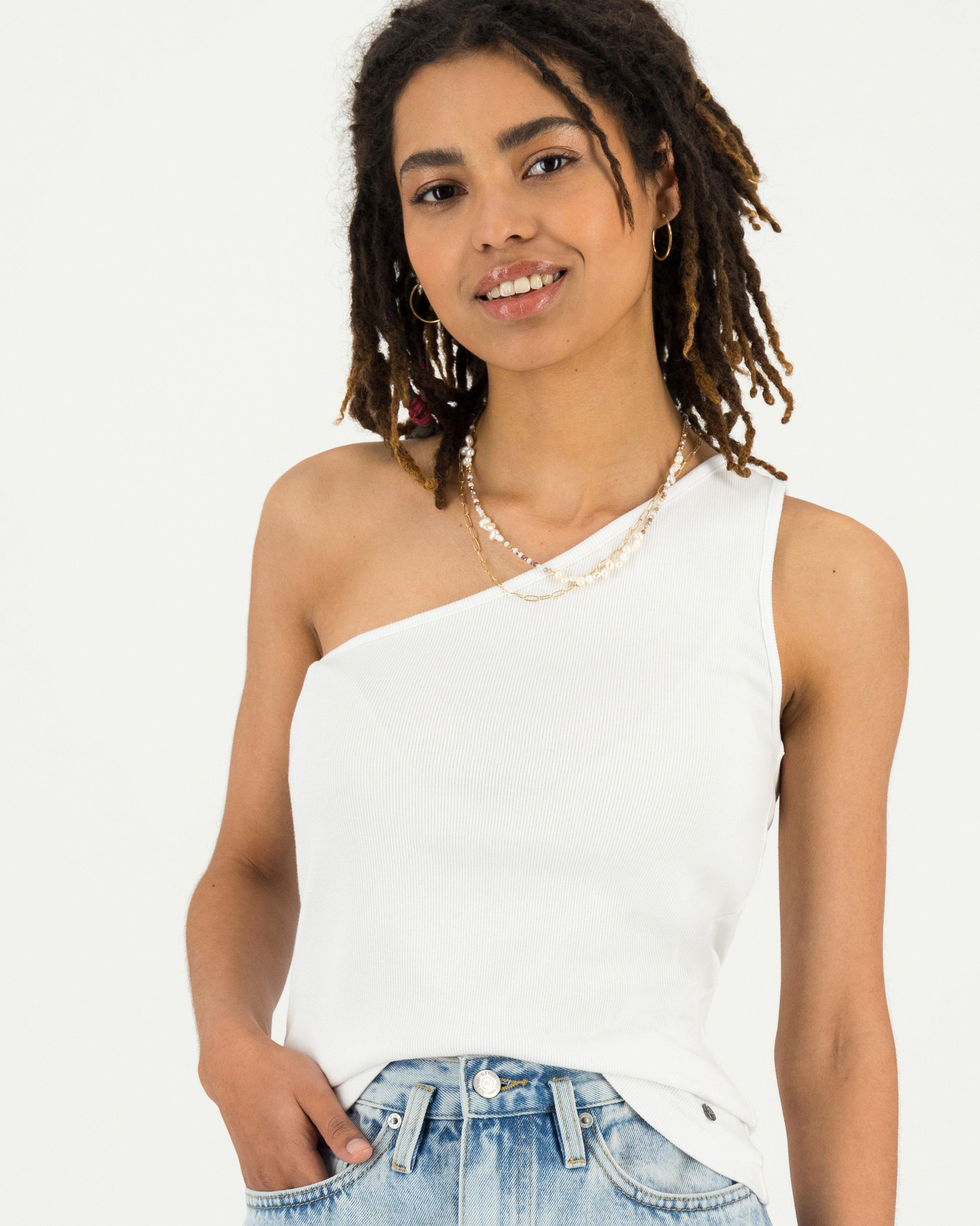 Women’s Malia One-Shoulder Tank Top -  White