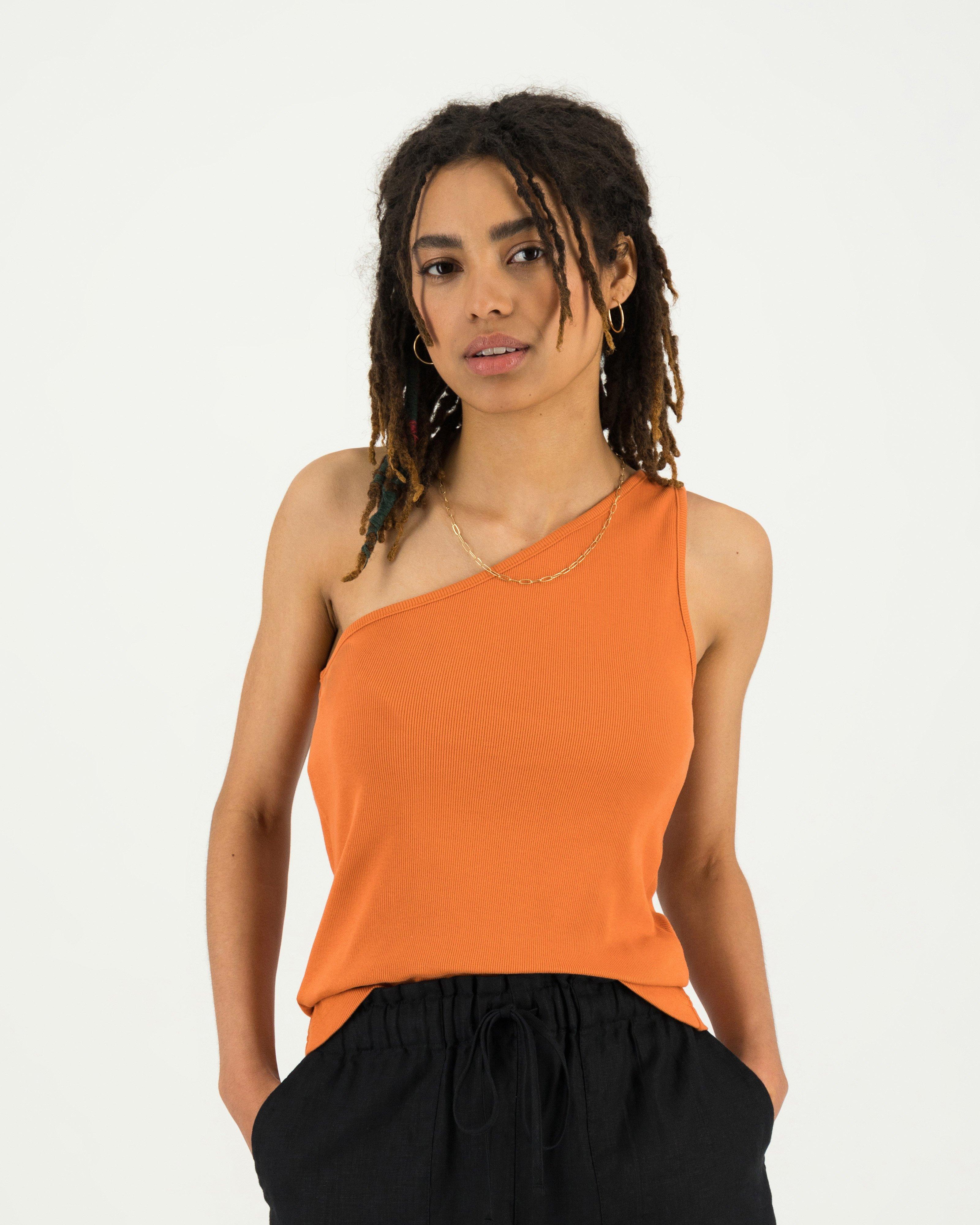 Women’s Malia One-Shoulder Tank Top -  Coral