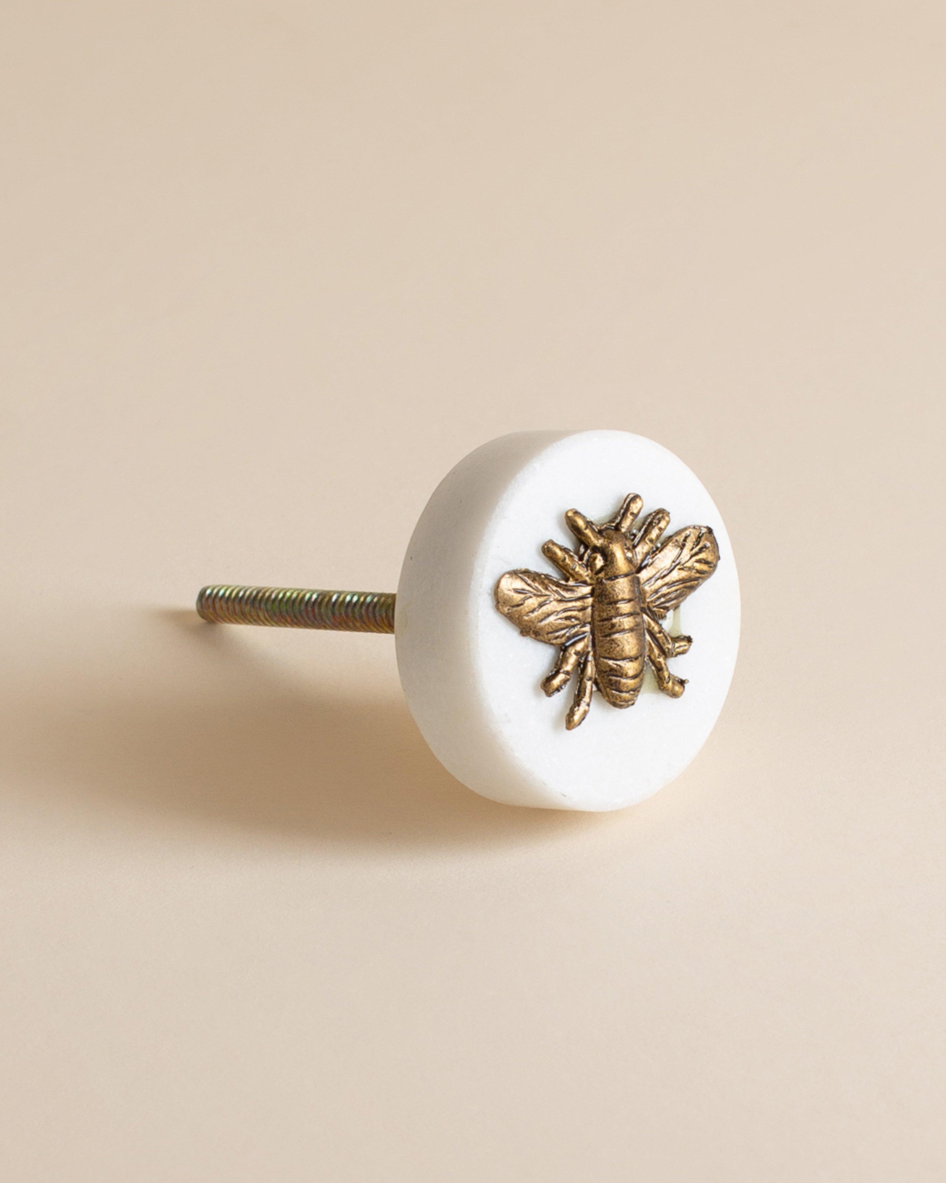 Bee Marble Knob -  White