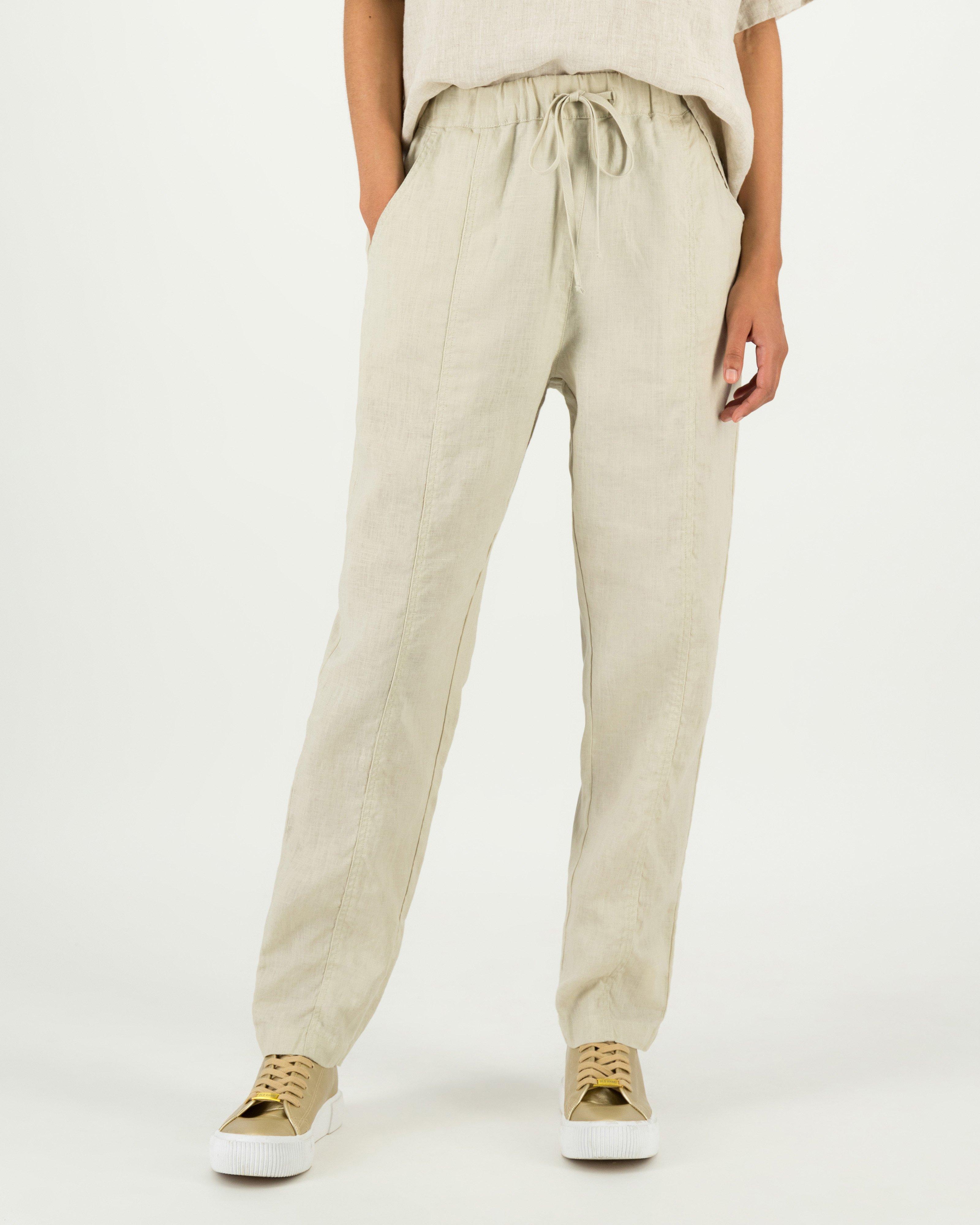 WHITE LINEN PANT (RELAXED TAPERED FIT)