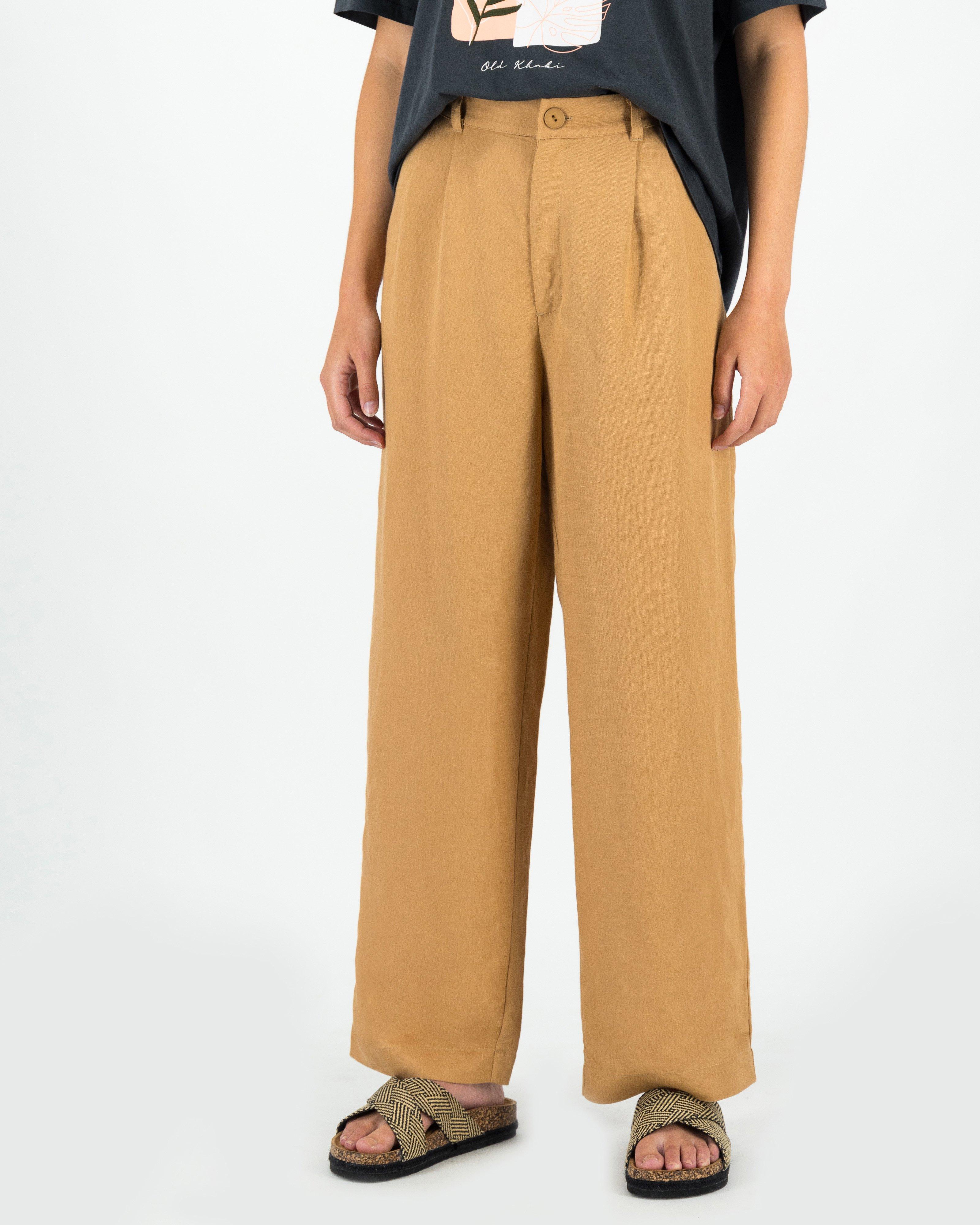  Women’s Priya Pleated Linen Pants  -  Camel
