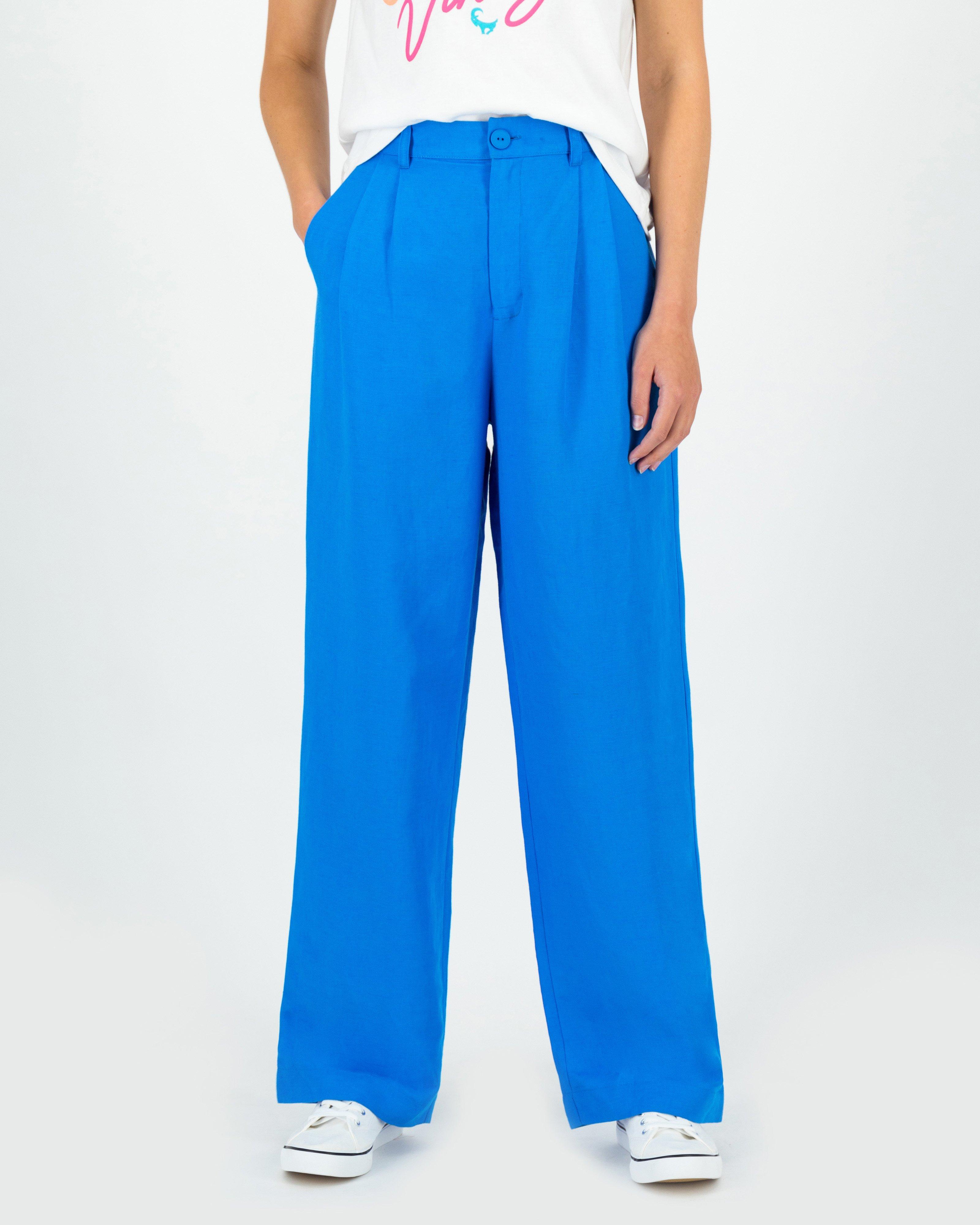  Women’s Priya Pleated Linen Pants  -  Cobalt