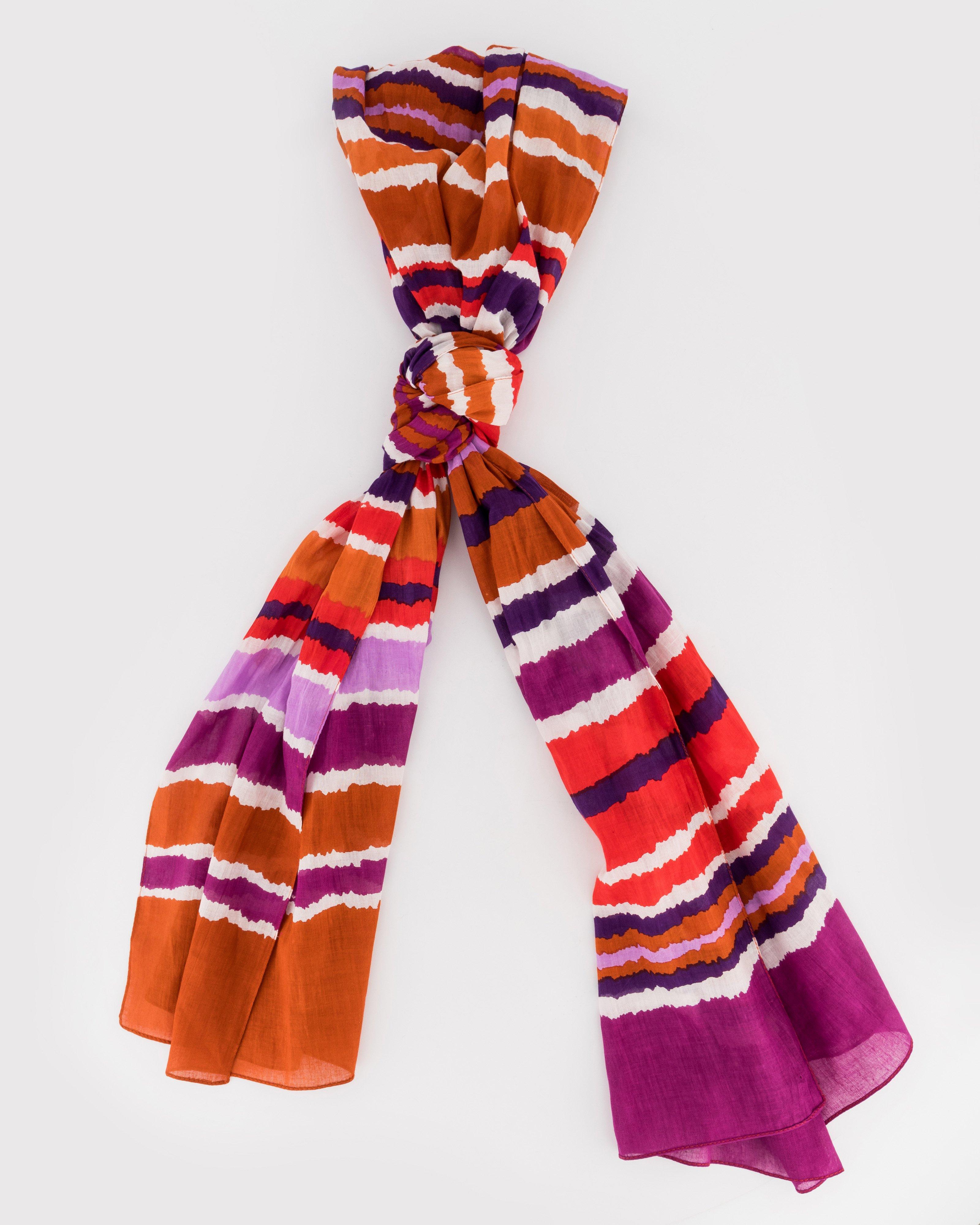 Raylette Abstract Stripe Print Scarf -  Orange