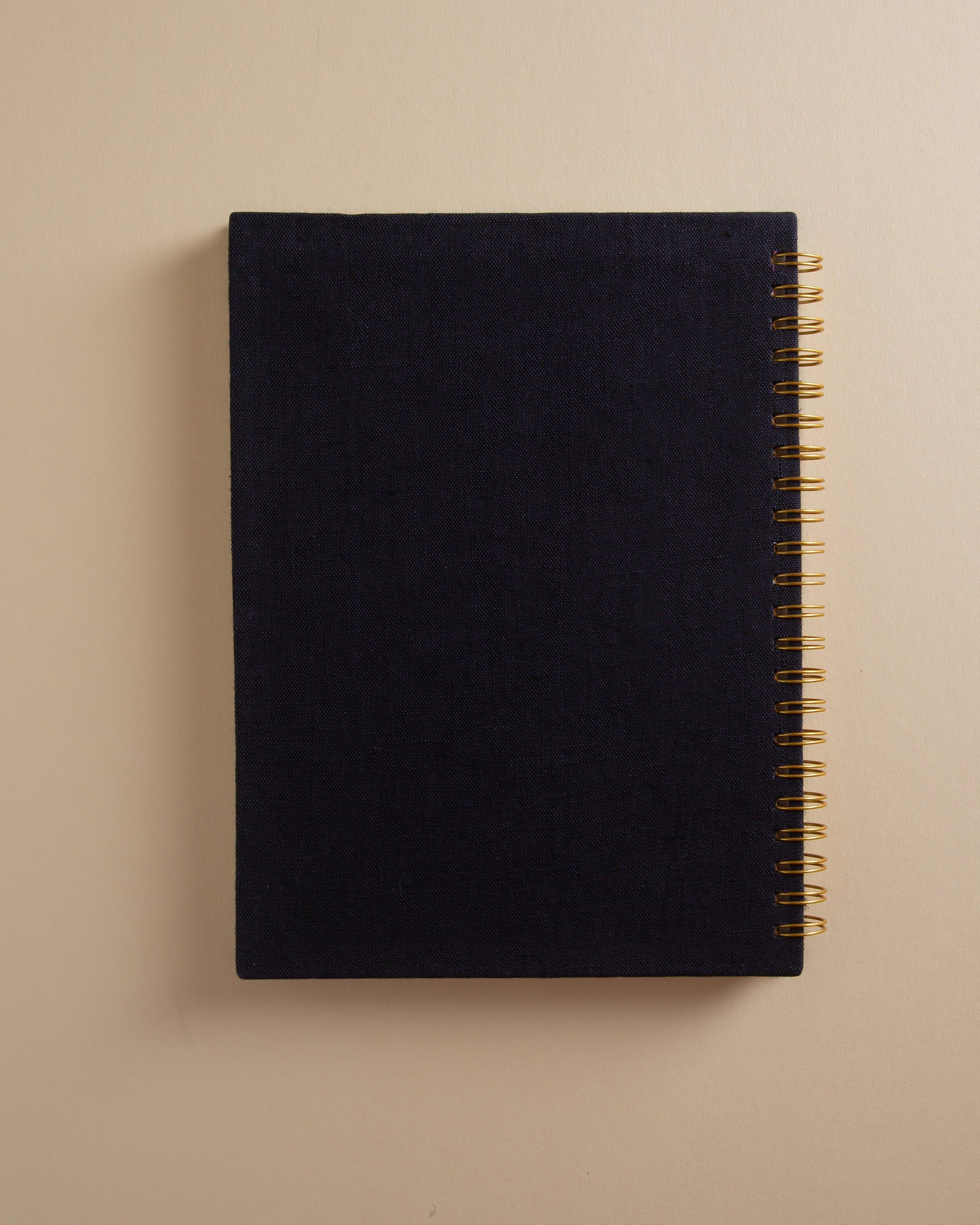 Embroidered Floral Gratitude Journal -  Navy