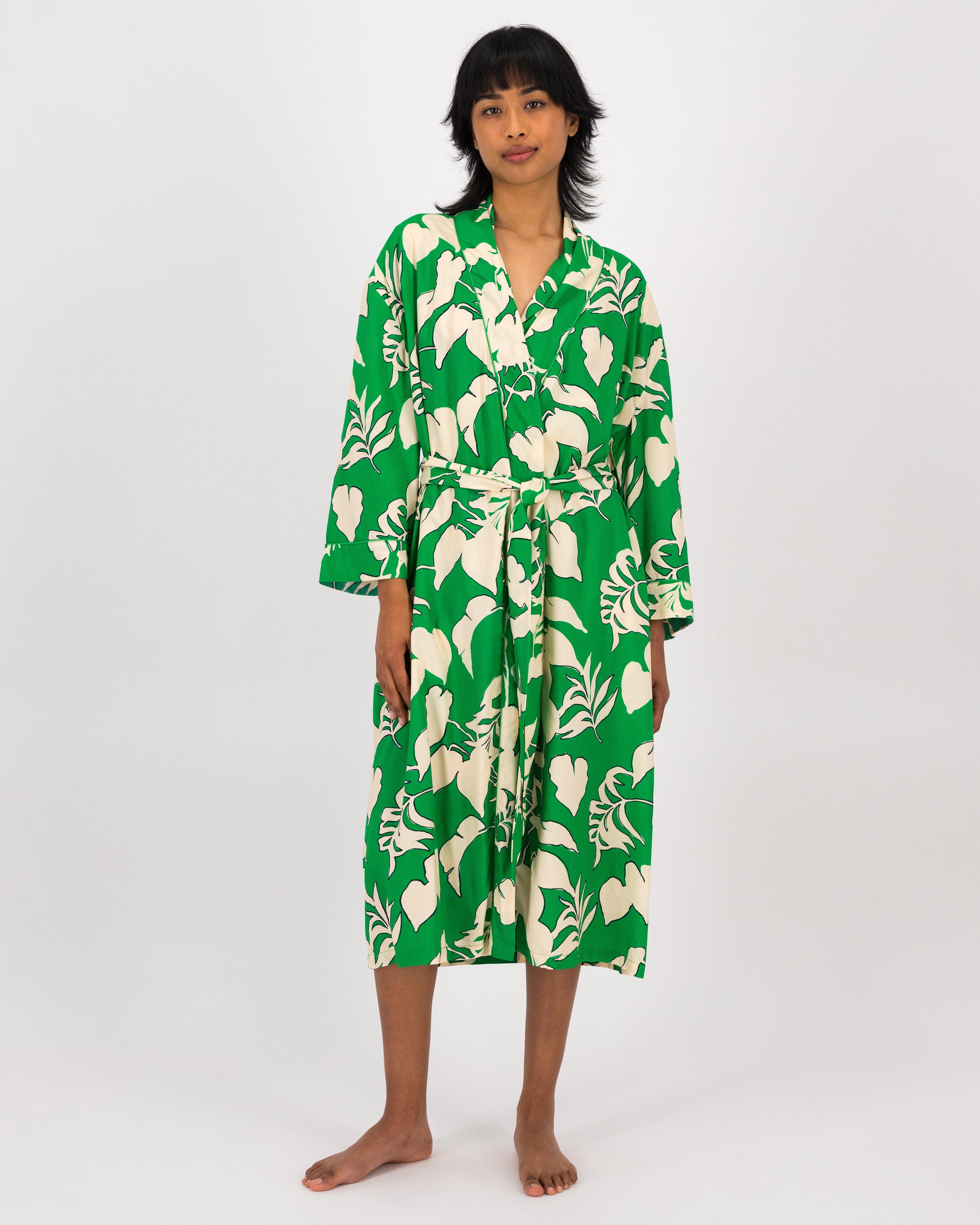 Abbey Greens Printed Gown -  Green