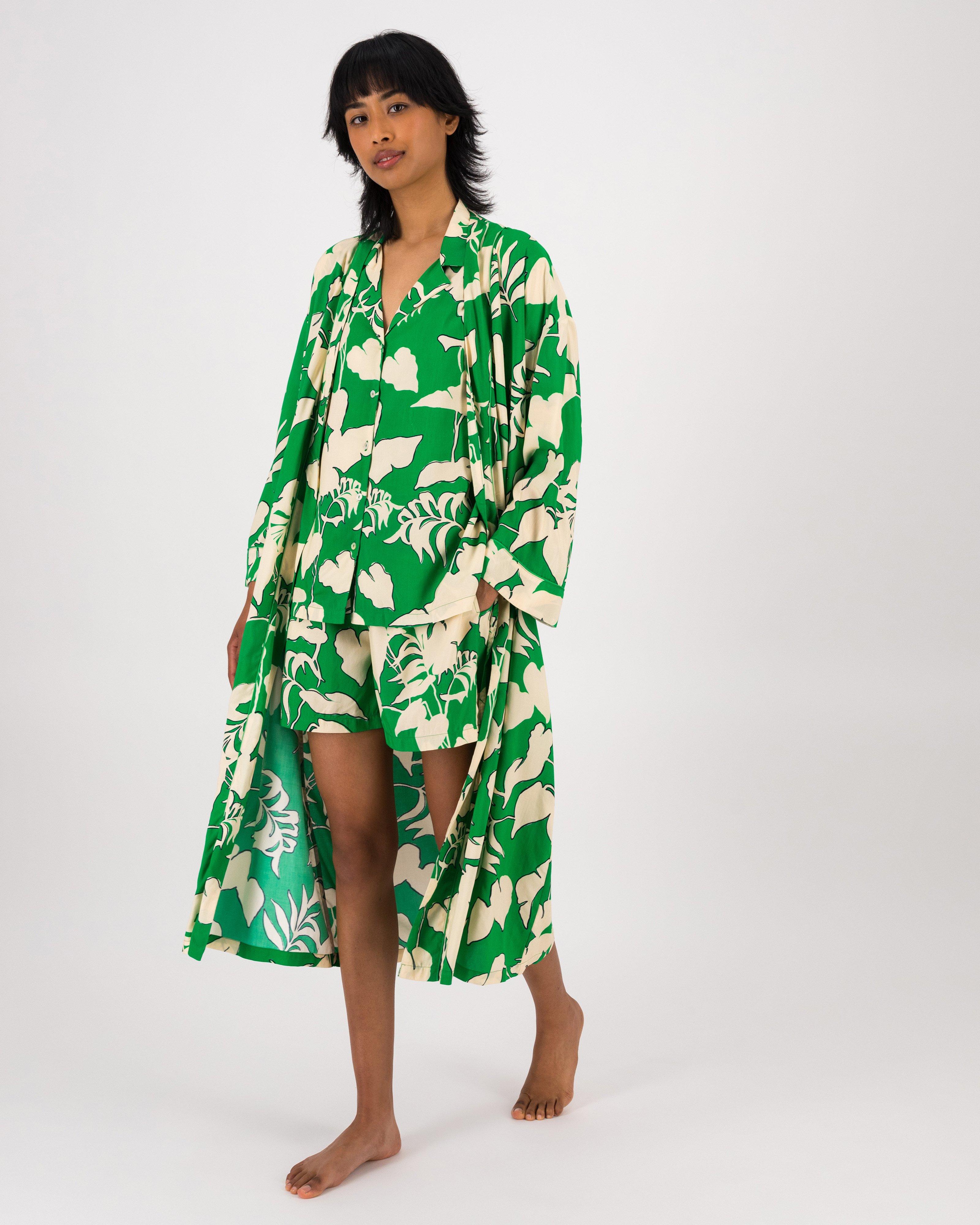 Abbey Greens Printed Gown -  Green