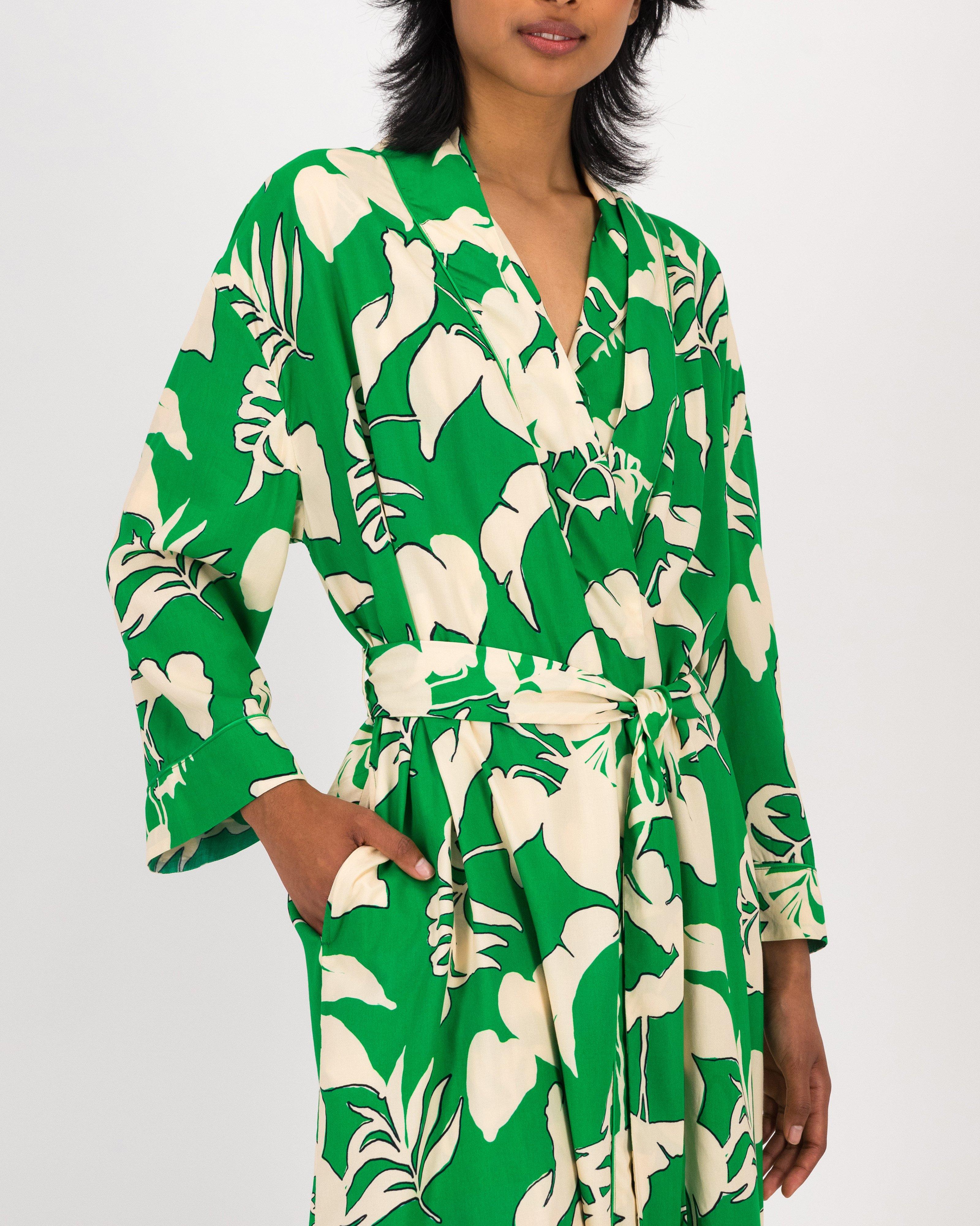 Abbey Greens Printed Gown -  Green