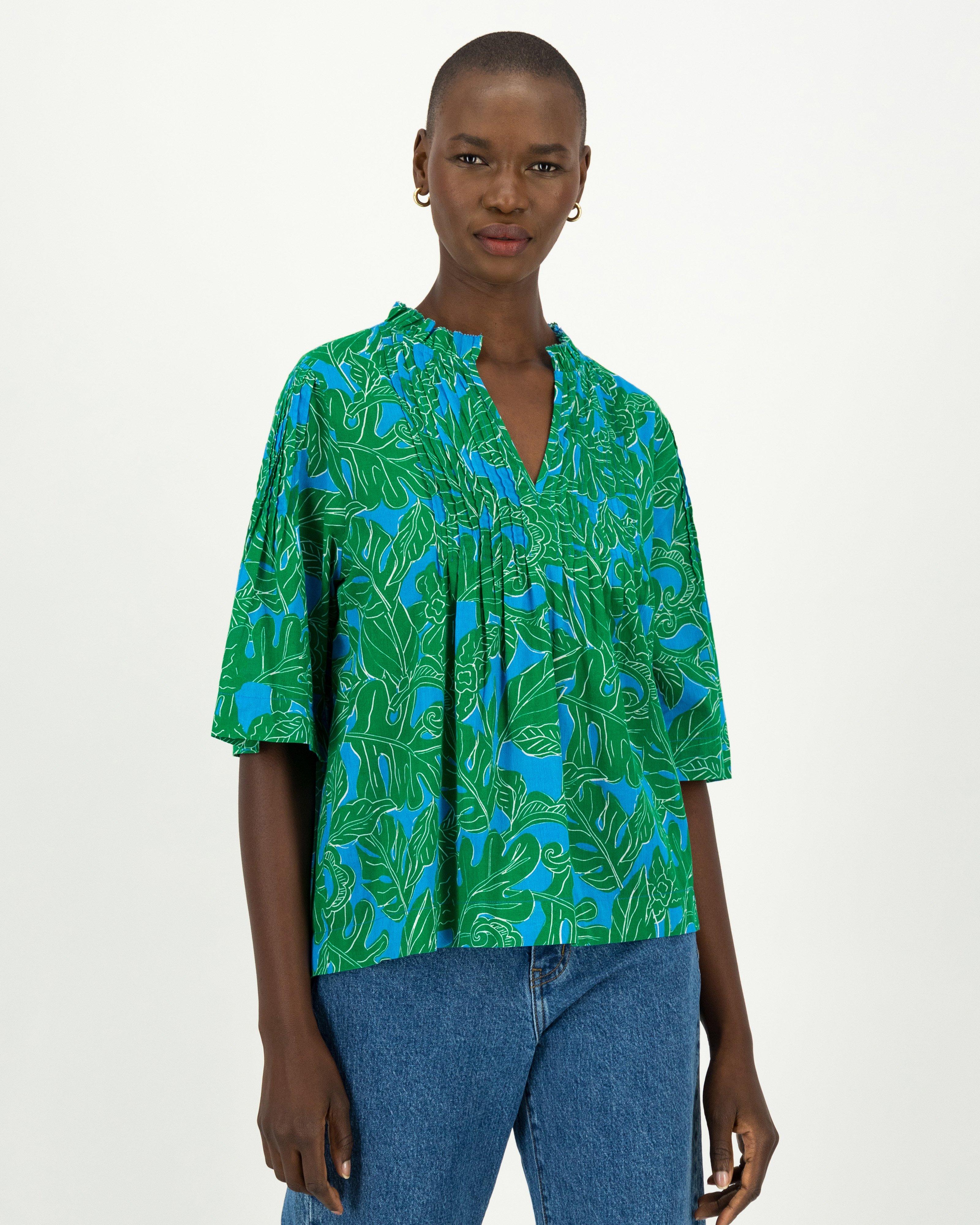 Kaela Printed Blouse -  Blue