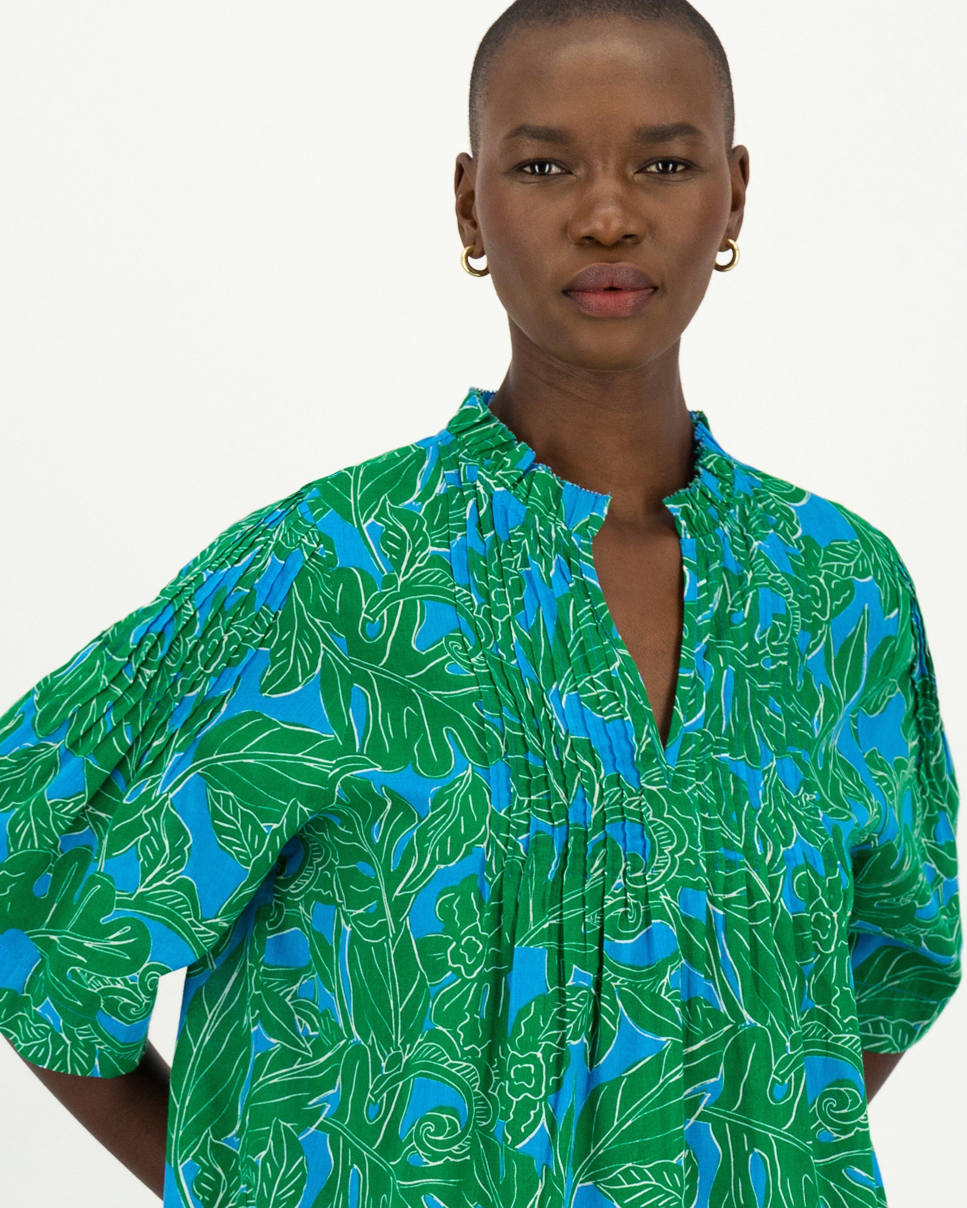 Kaela Printed Blouse -  Blue