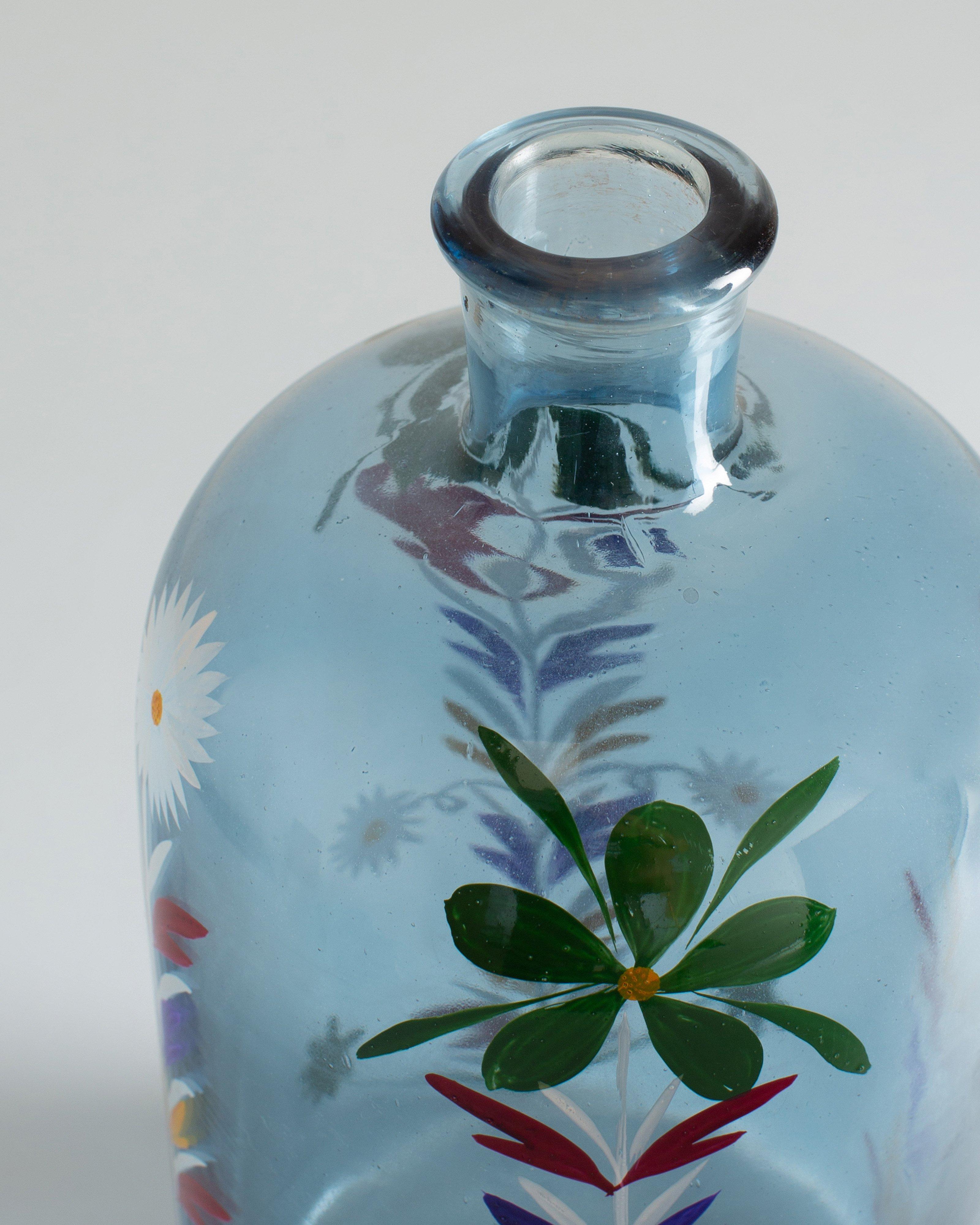 Hand-Painted Tall Glass Bottle -  No Colour