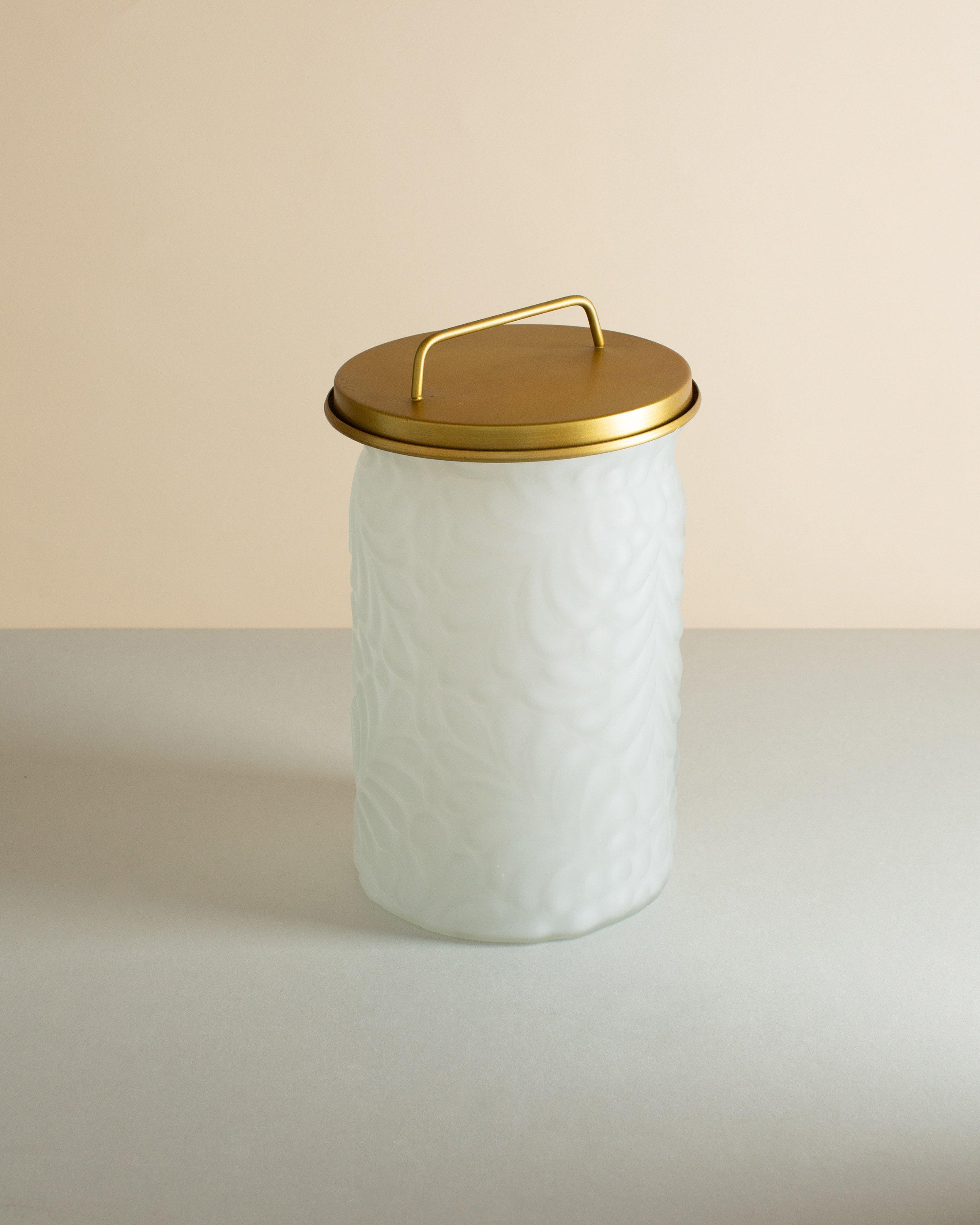 Foliage Large Glass Storage Jar -  White