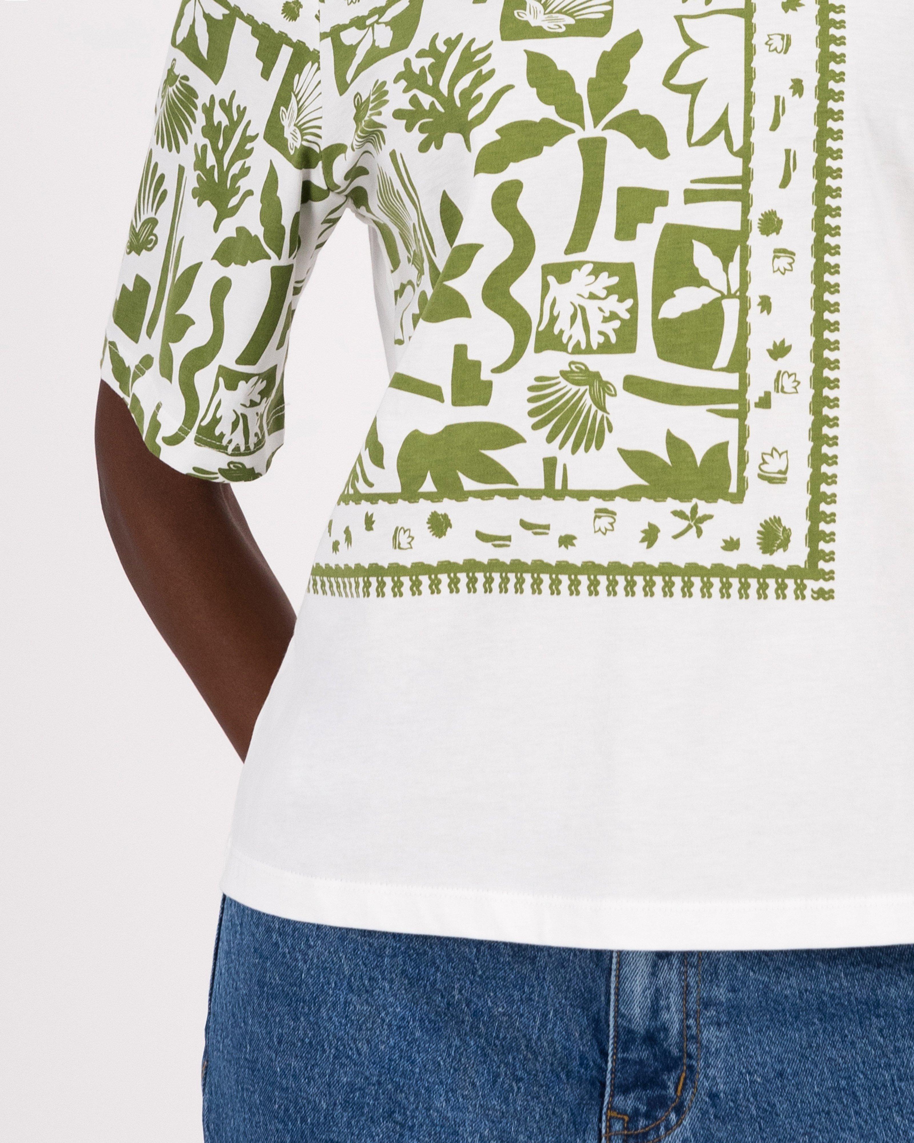 Leila Placement Printed Tee -  Olive