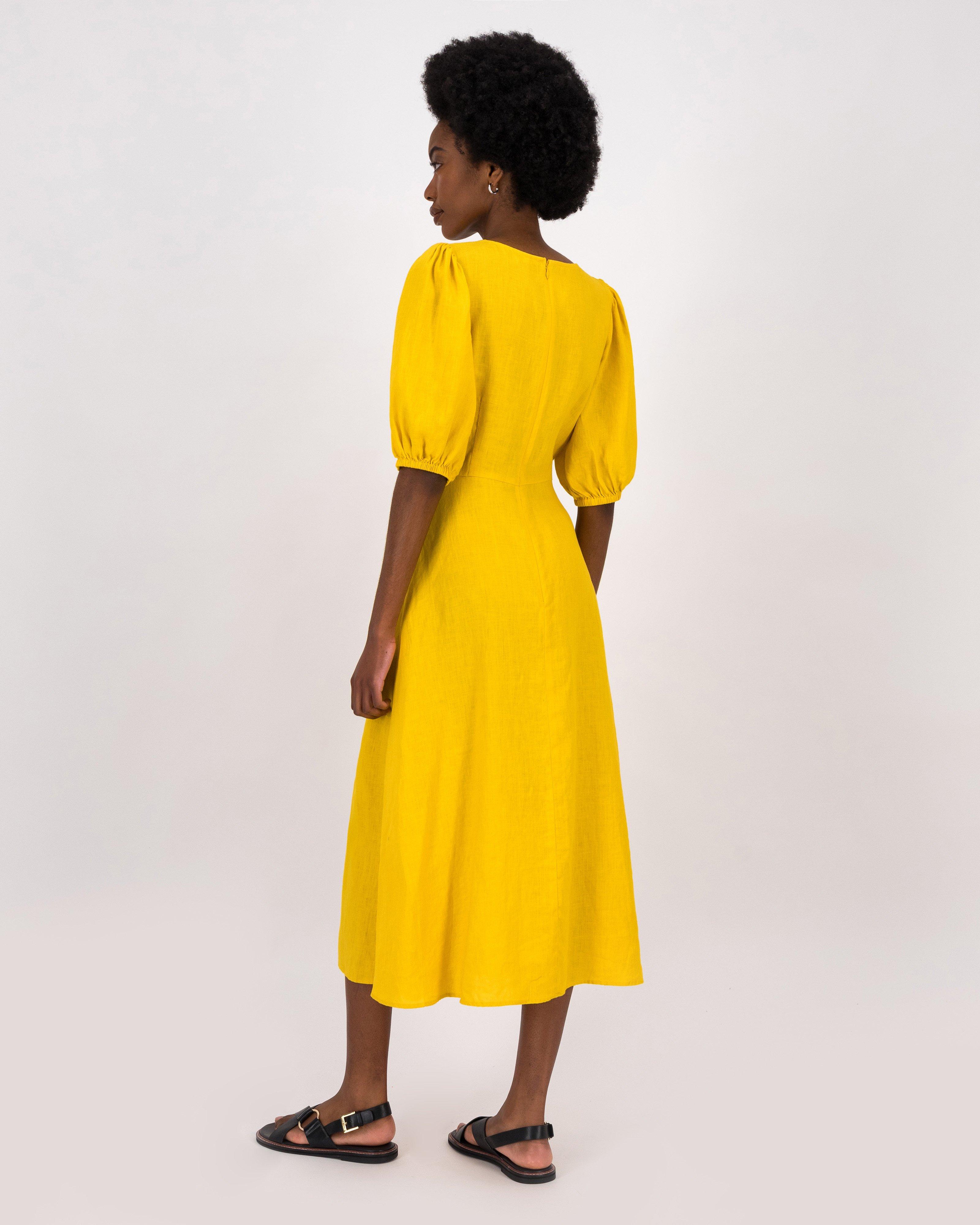 Mustard yellow 2025 linen dress