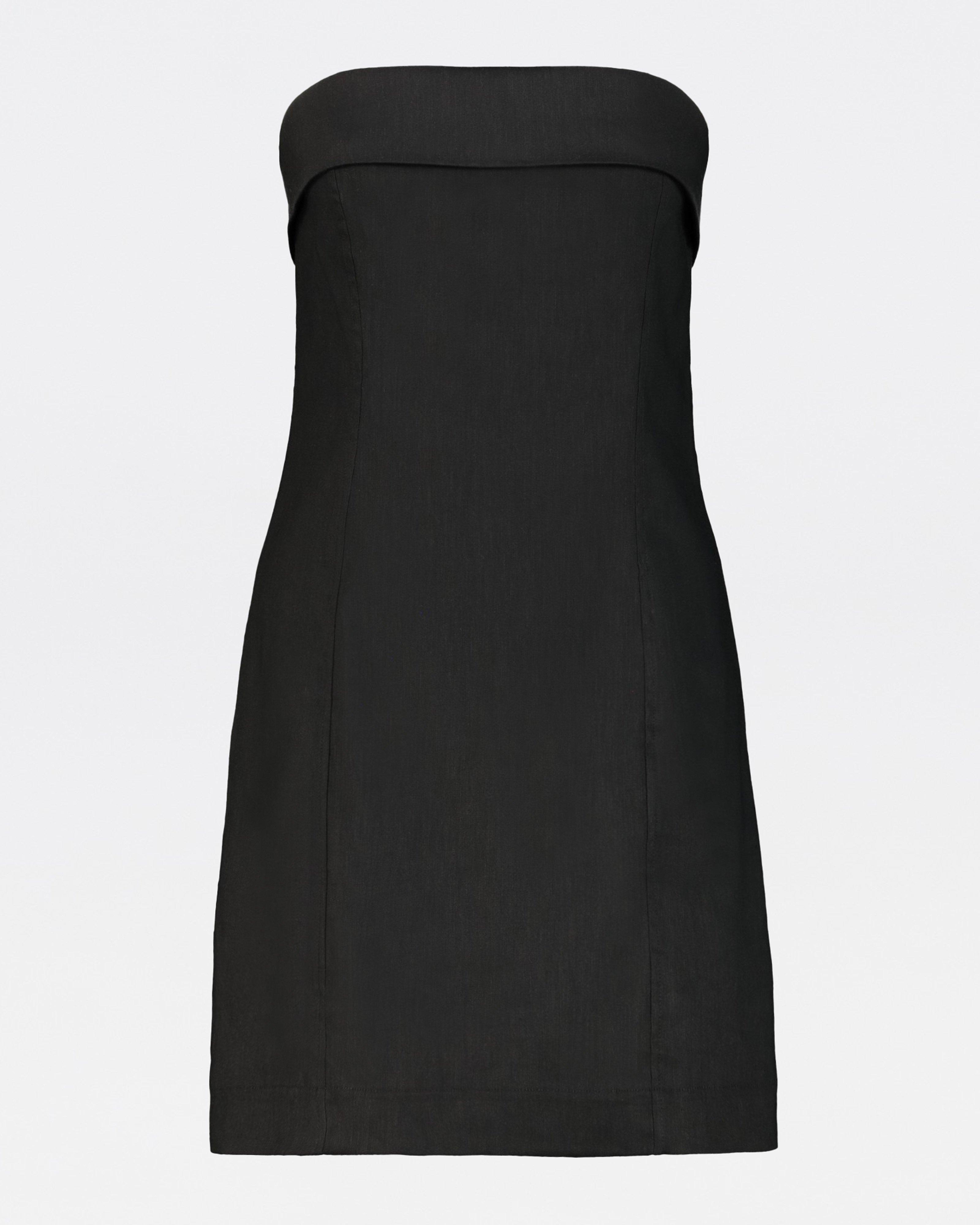 Liliana Short Linen Dress -  Black