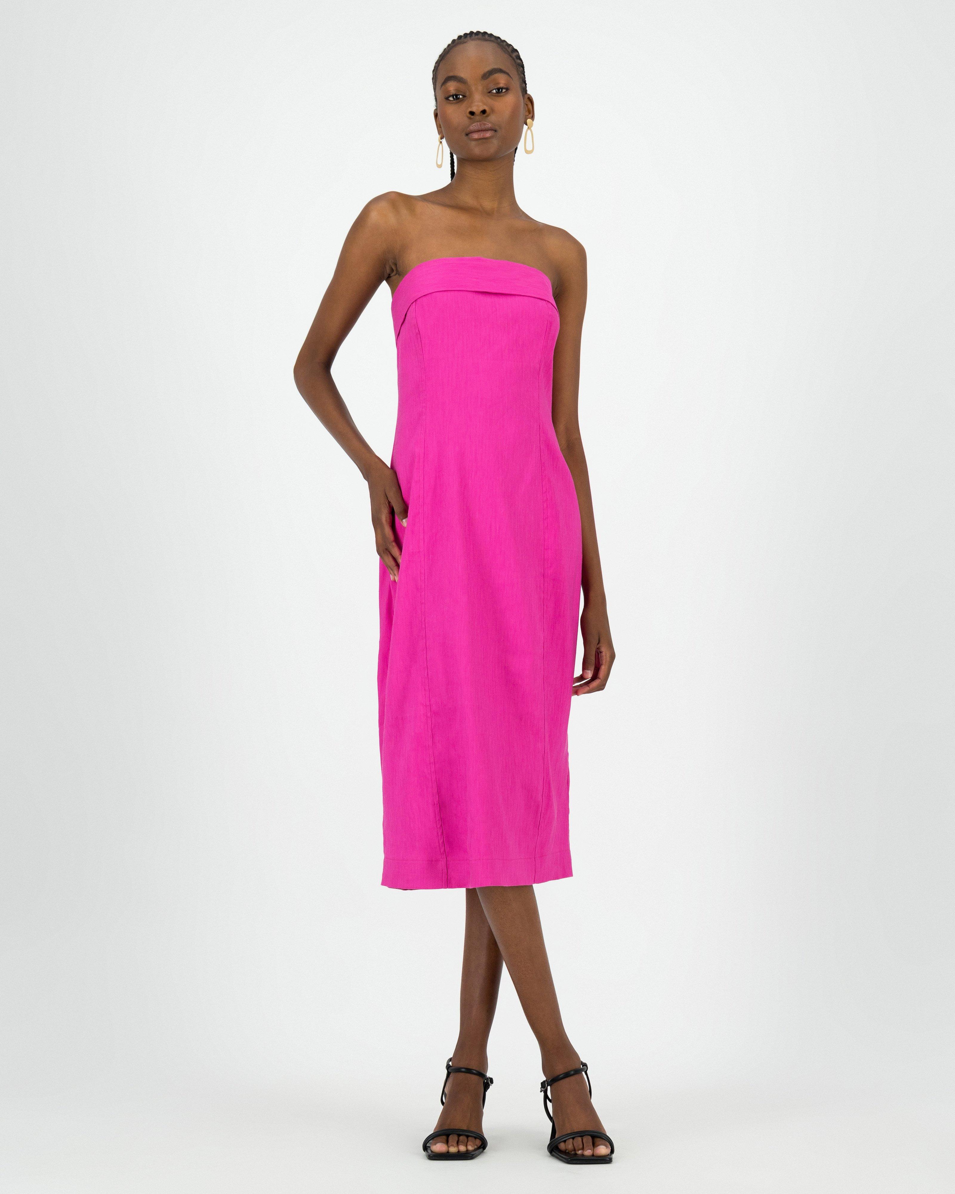 Liliana Long Linen Dress -  Pink