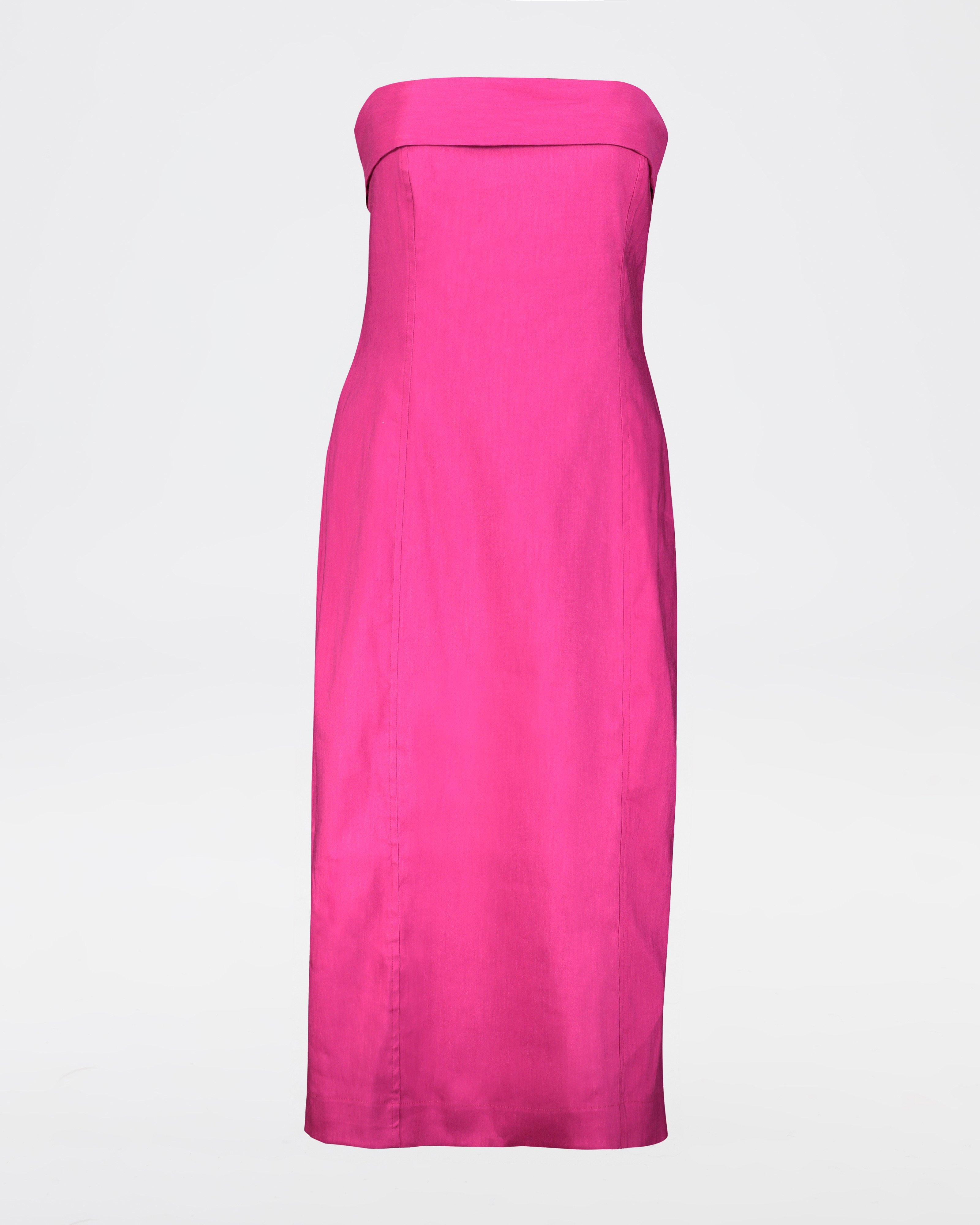 Liliana Long Linen Dress -  Pink