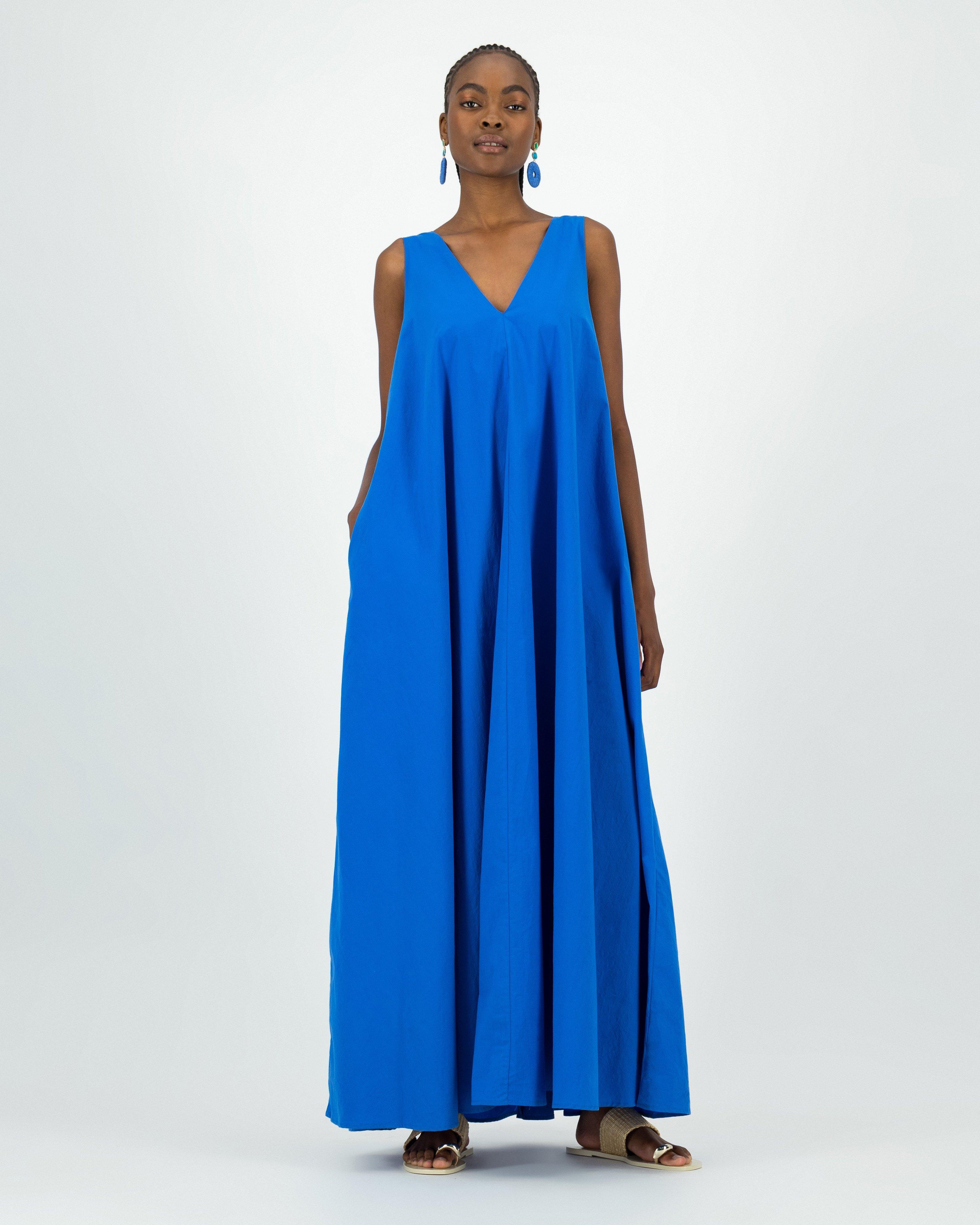 Noa Trapeze Maxi Dress -  Blue