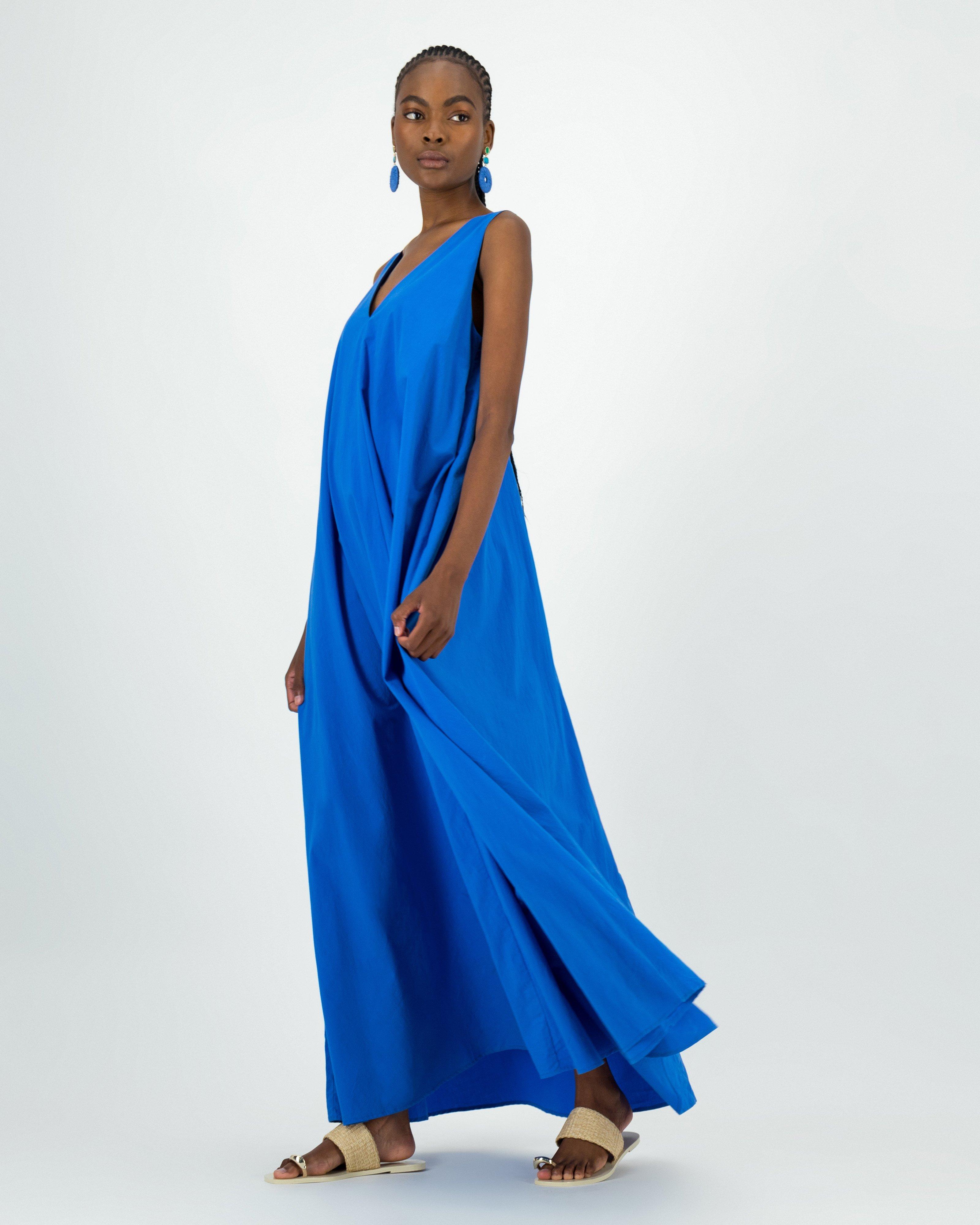 Noa Trapeze Maxi Dress -  Blue