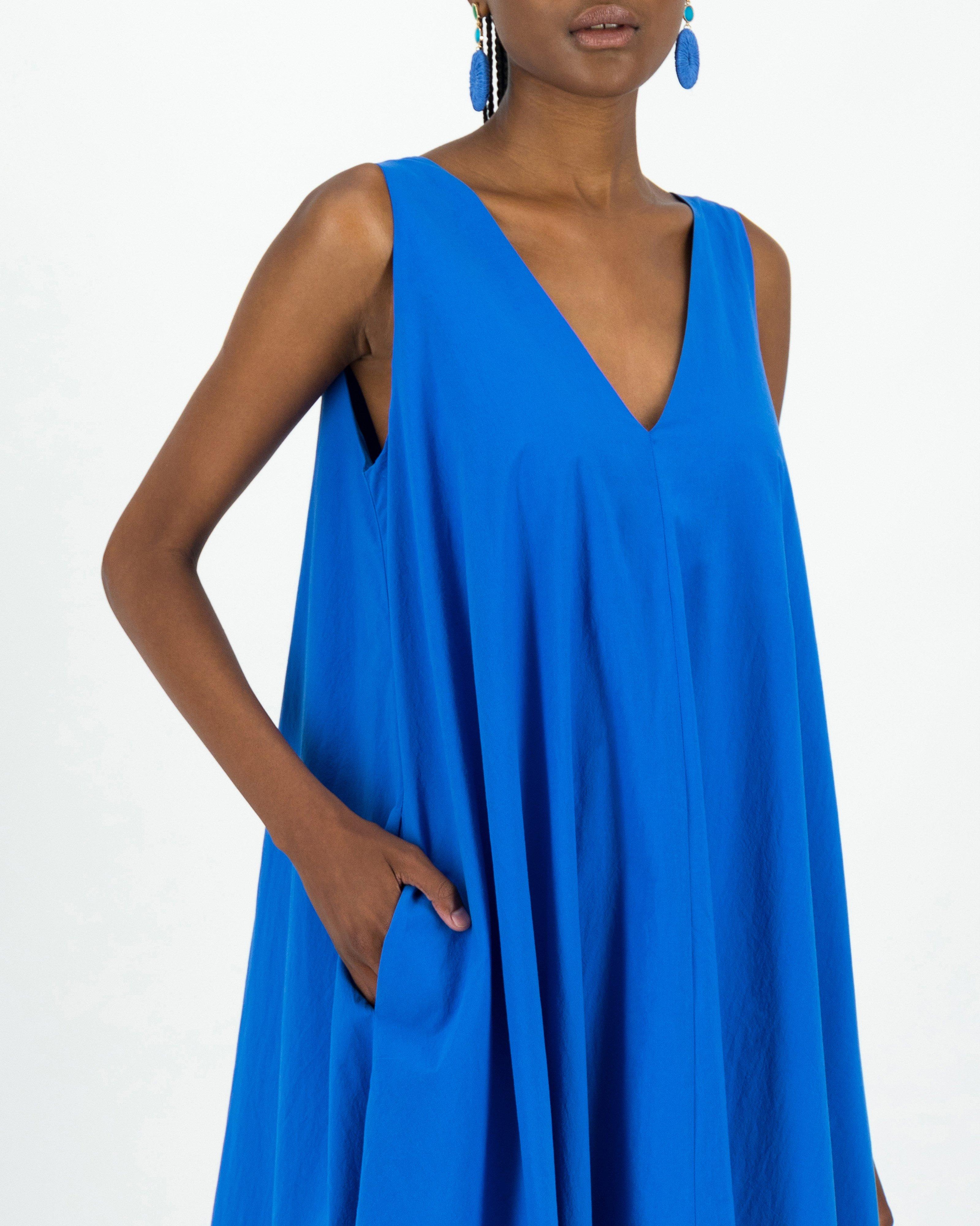 Noa Trapeze Maxi Dress -  Blue