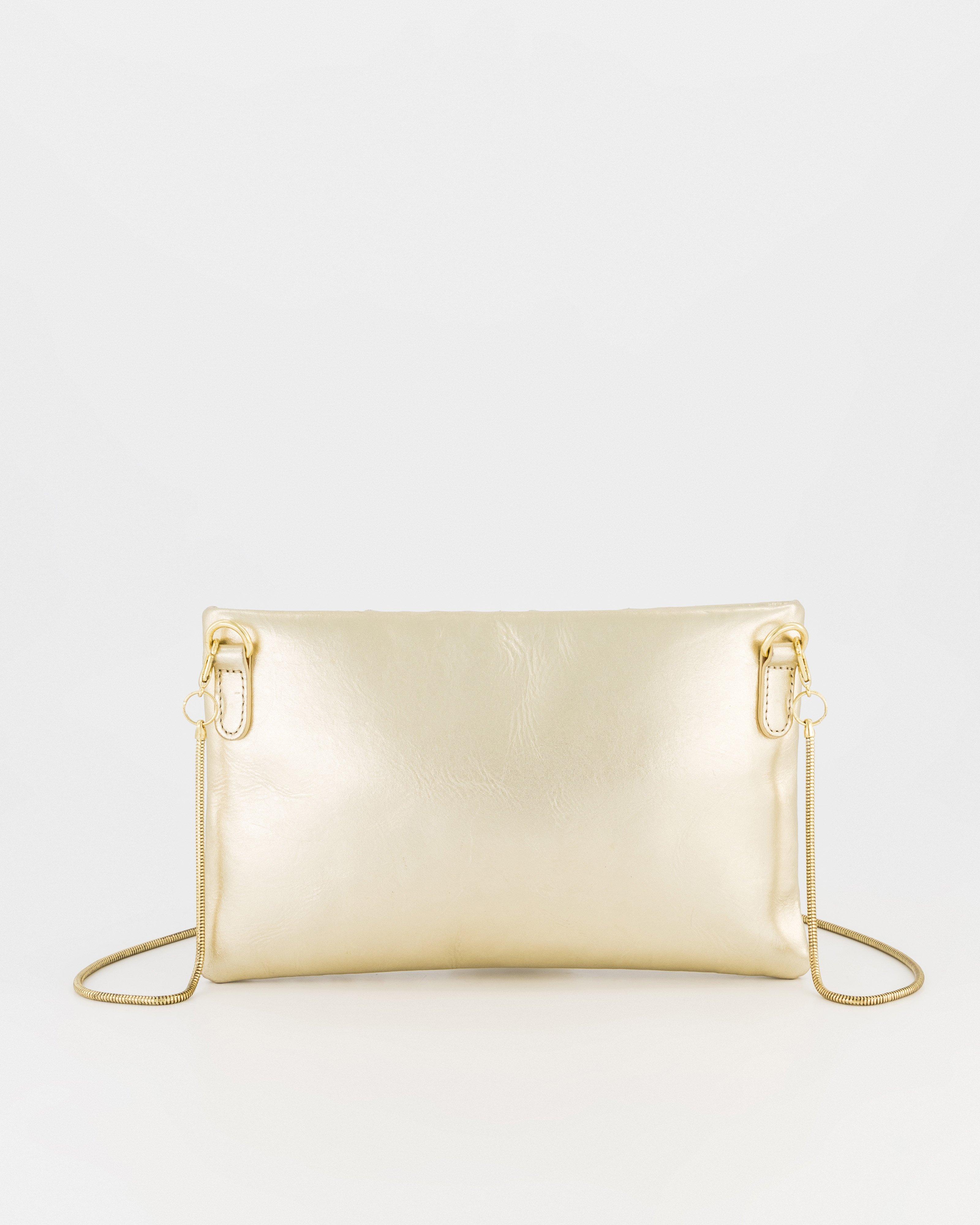 Zenia Braided Leather Crossbody Bag -  Gold