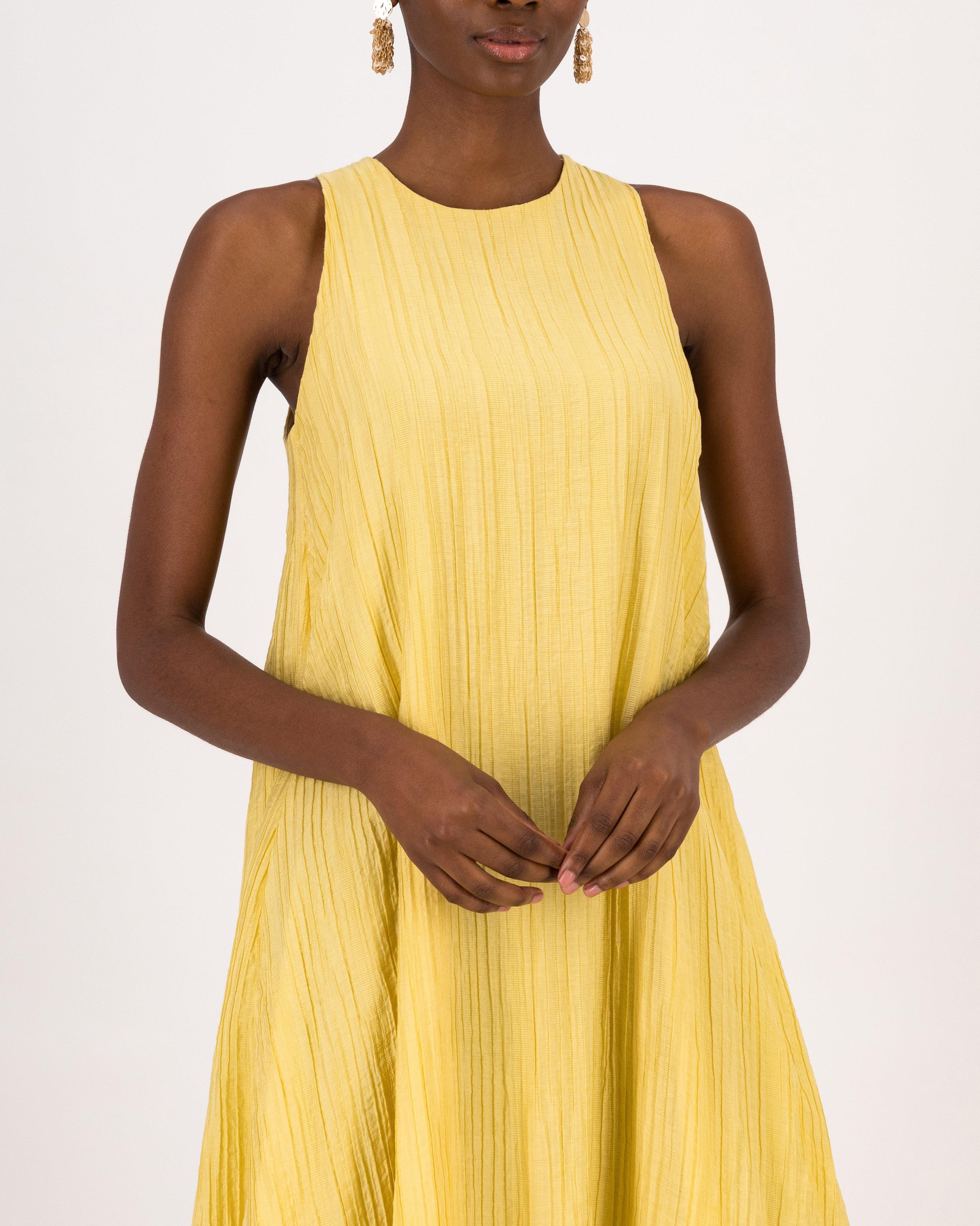 Zara pleated hot sale yellow dress