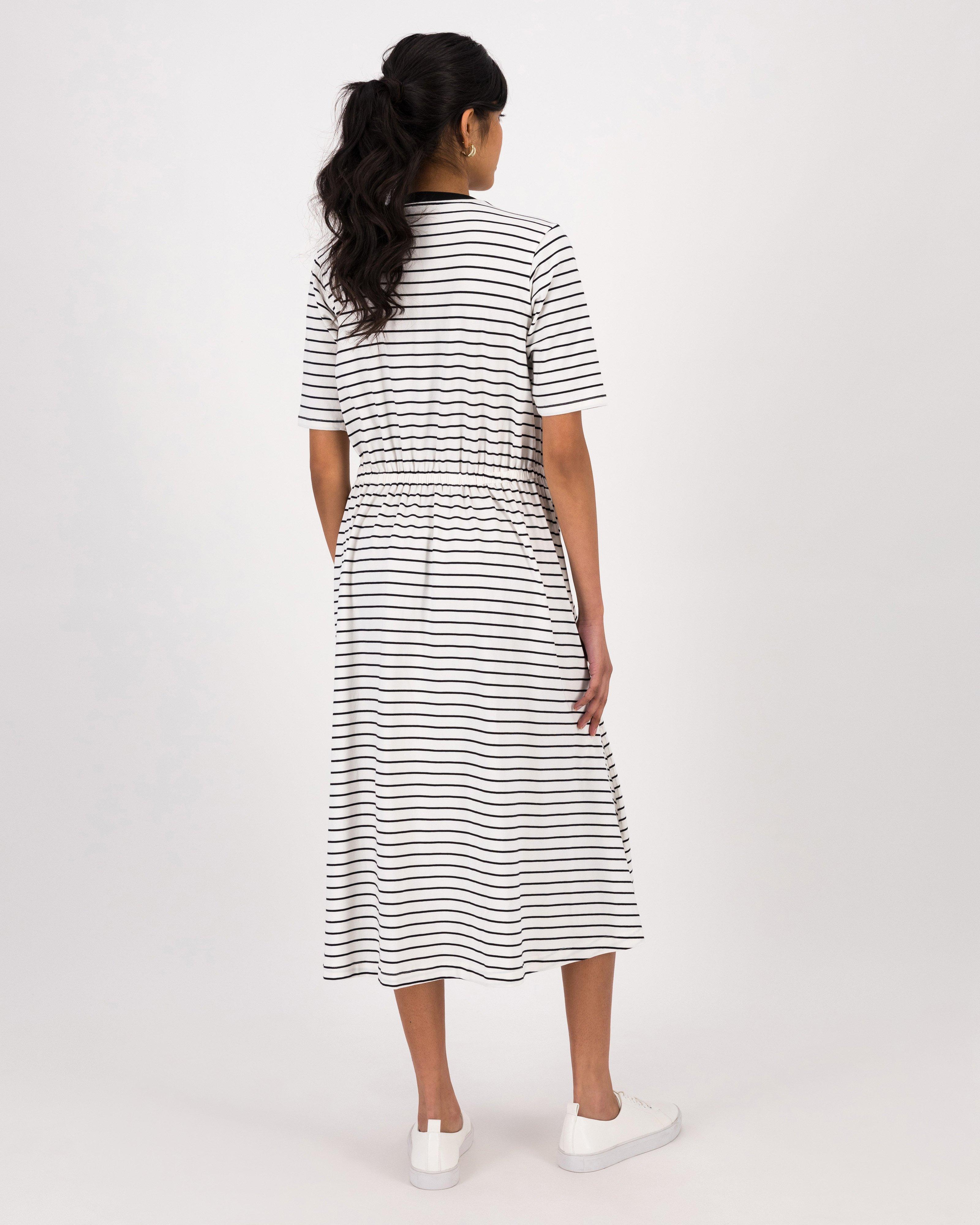 Faye Stripe Knit Dress -  Milk