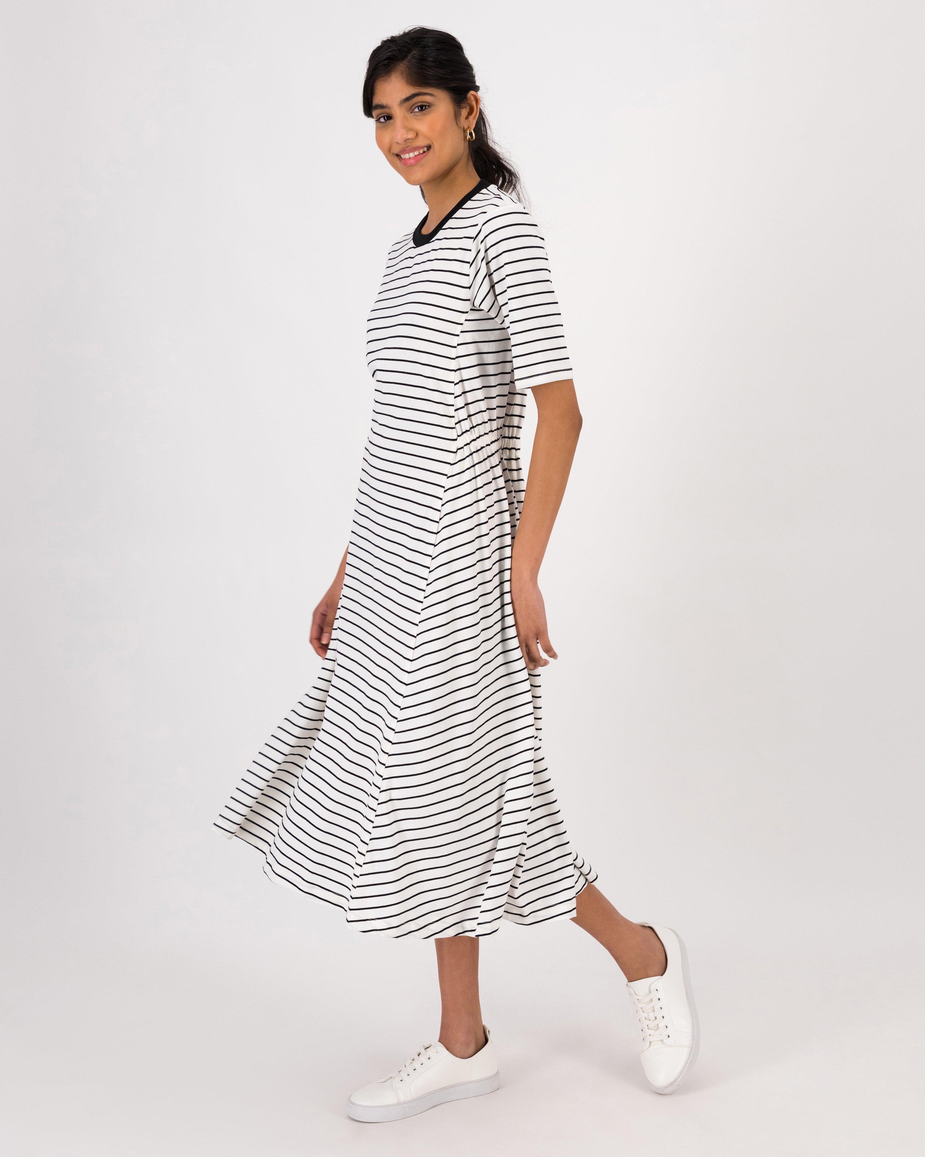 Faye Stripe Knit Dress -  Milk