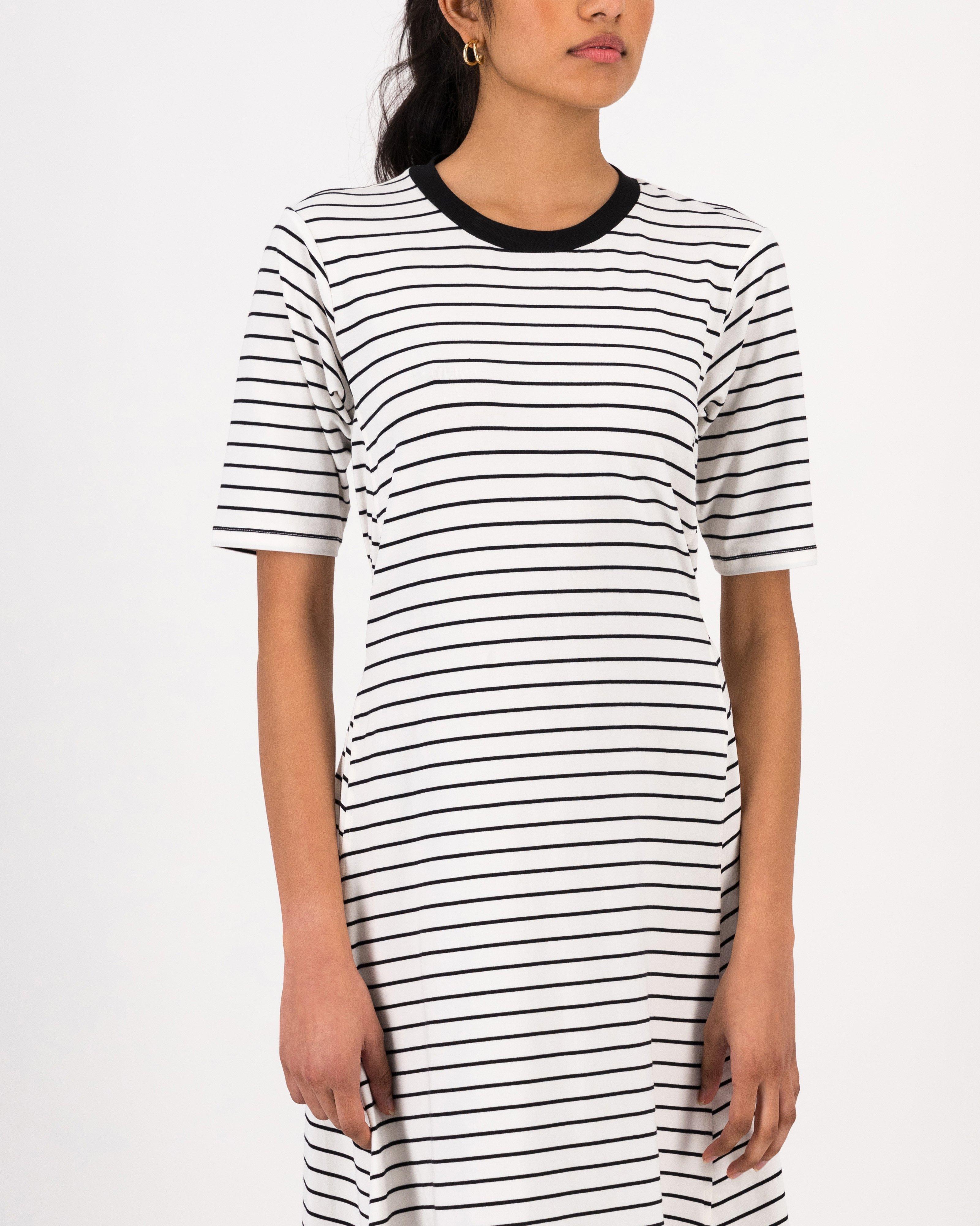 Faye Stripe Knit Dress -  Milk