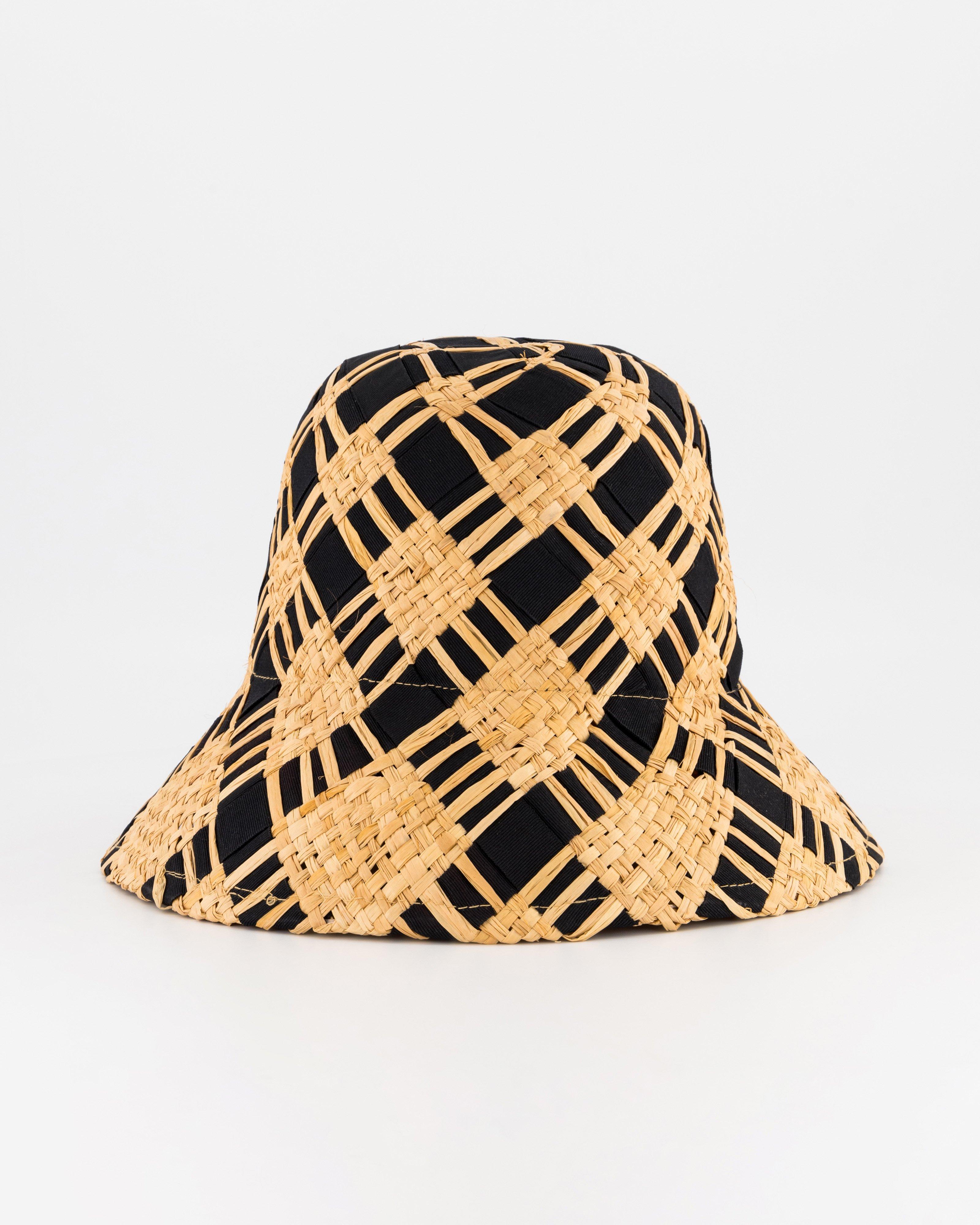 Mara Plaited Ribbon Bucket Hat -  Black