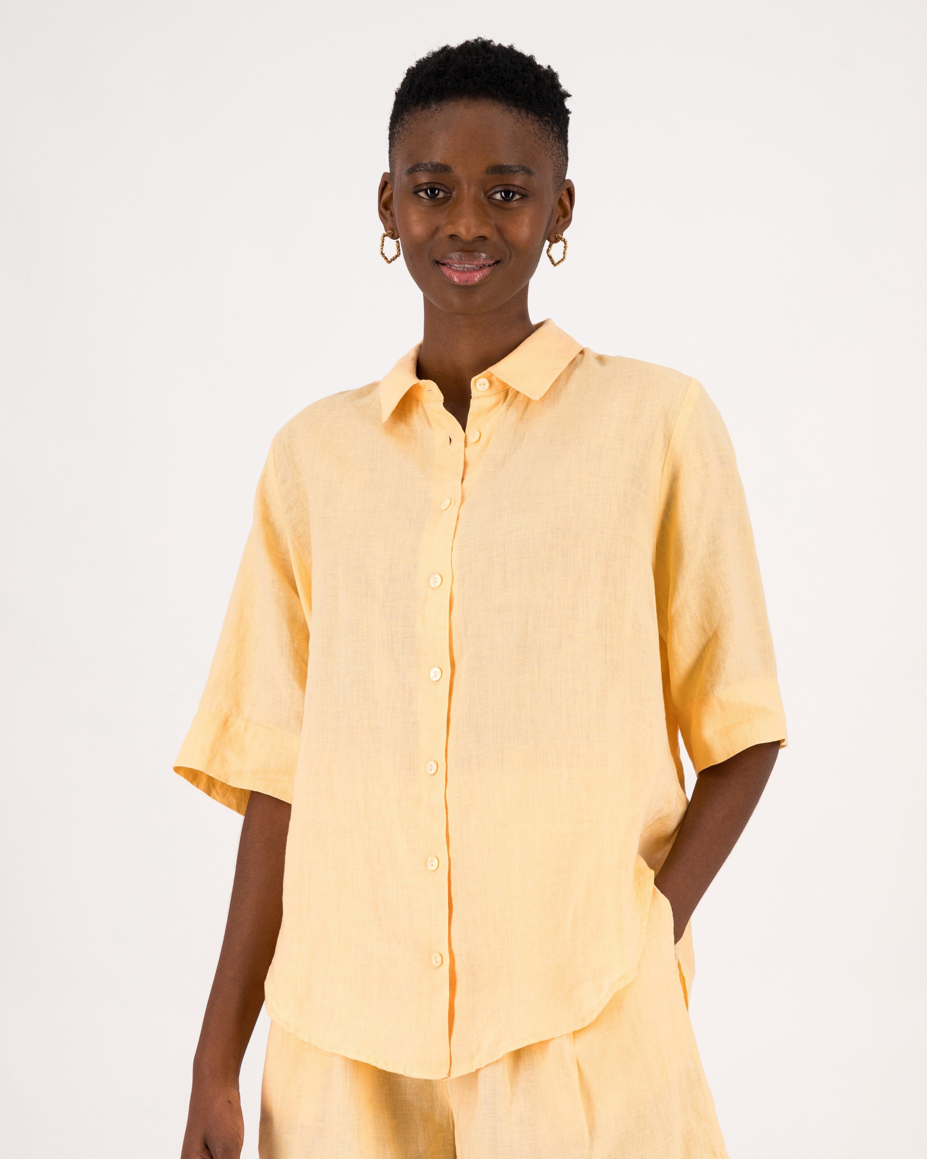 Liza Linen Shirt -  Orange