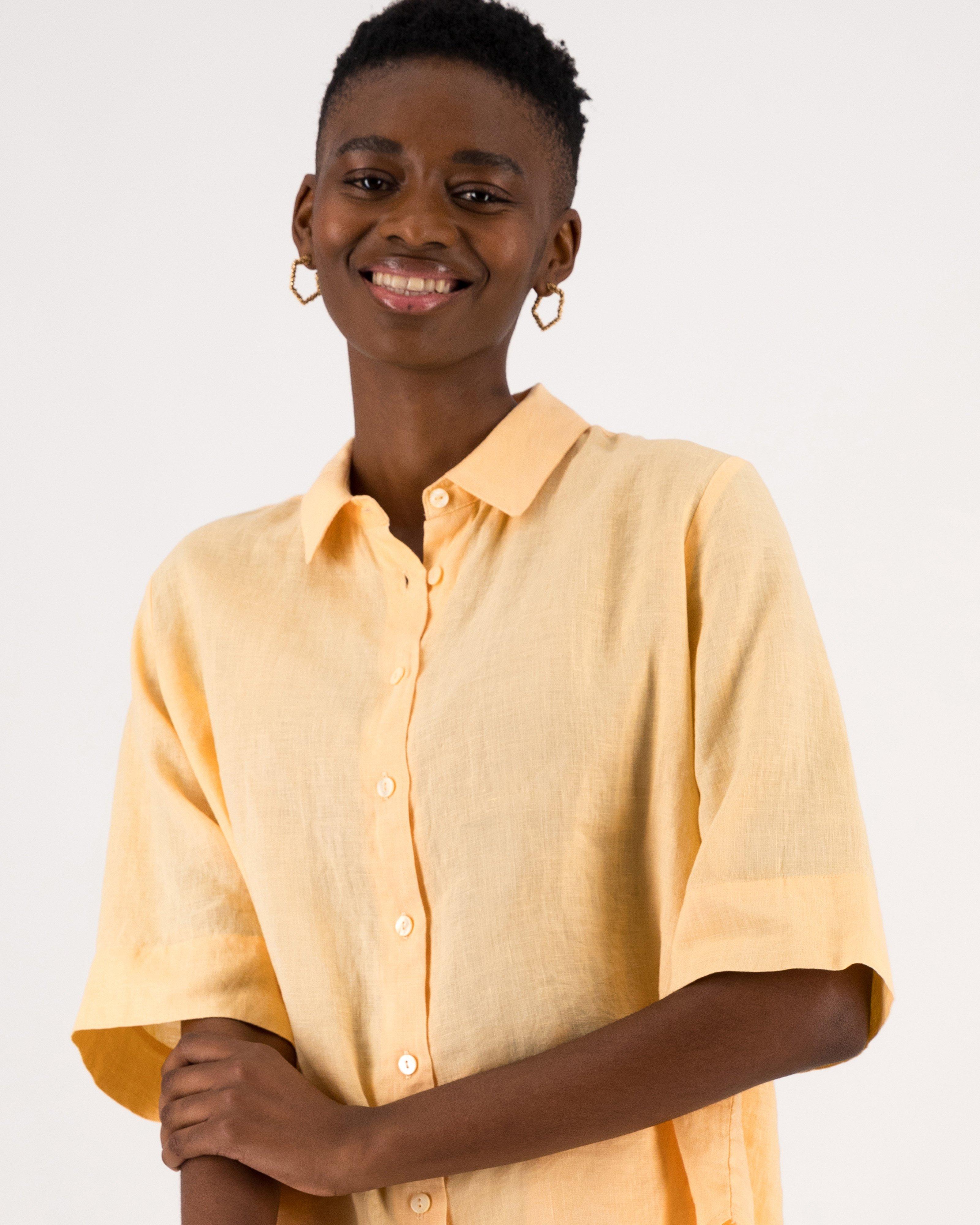 Liza Linen Shirt -  Orange