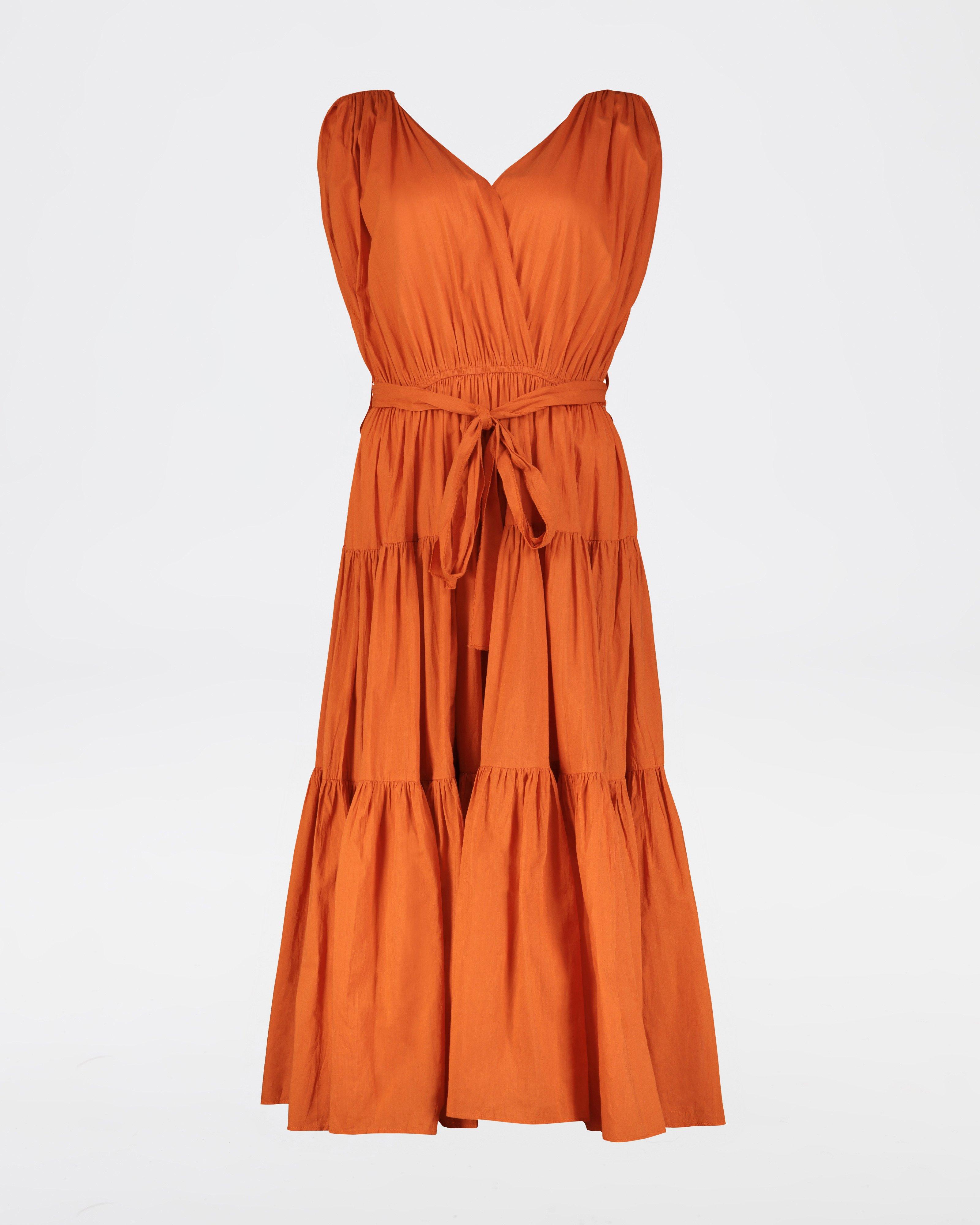 Shay Pleated Dress -  Orange