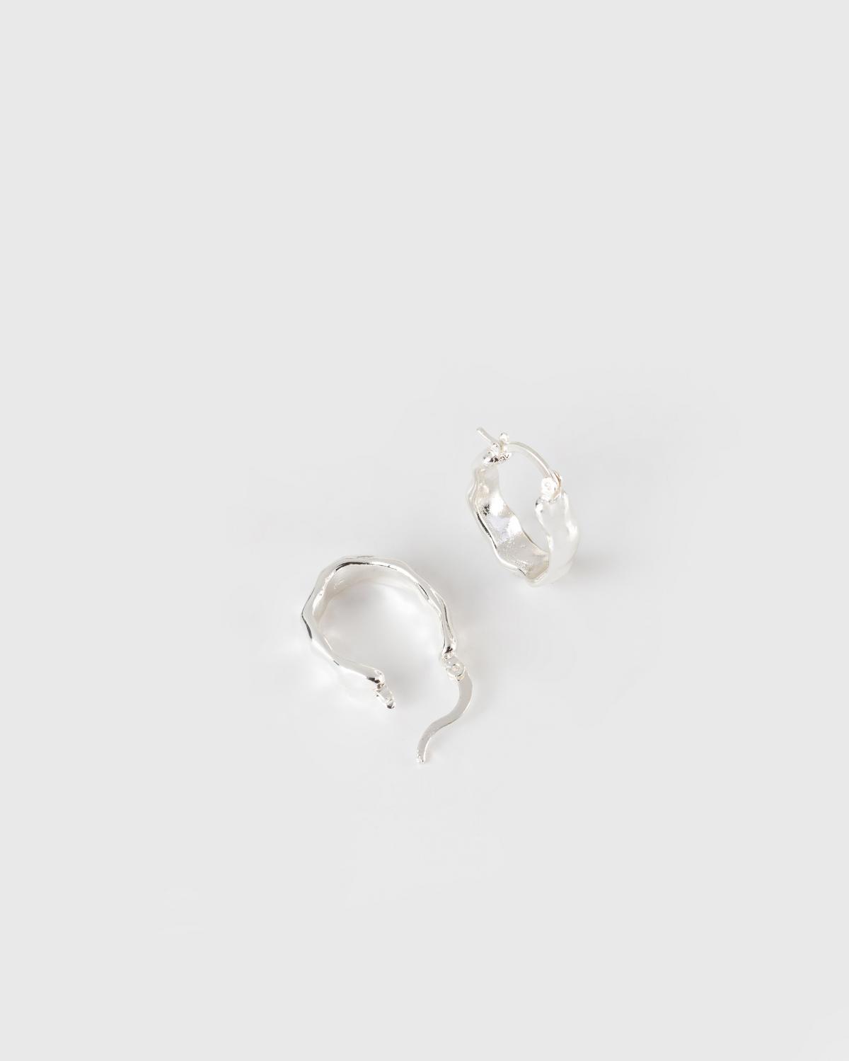 Women's Organic Oval Hoop Earrings -  Silver
