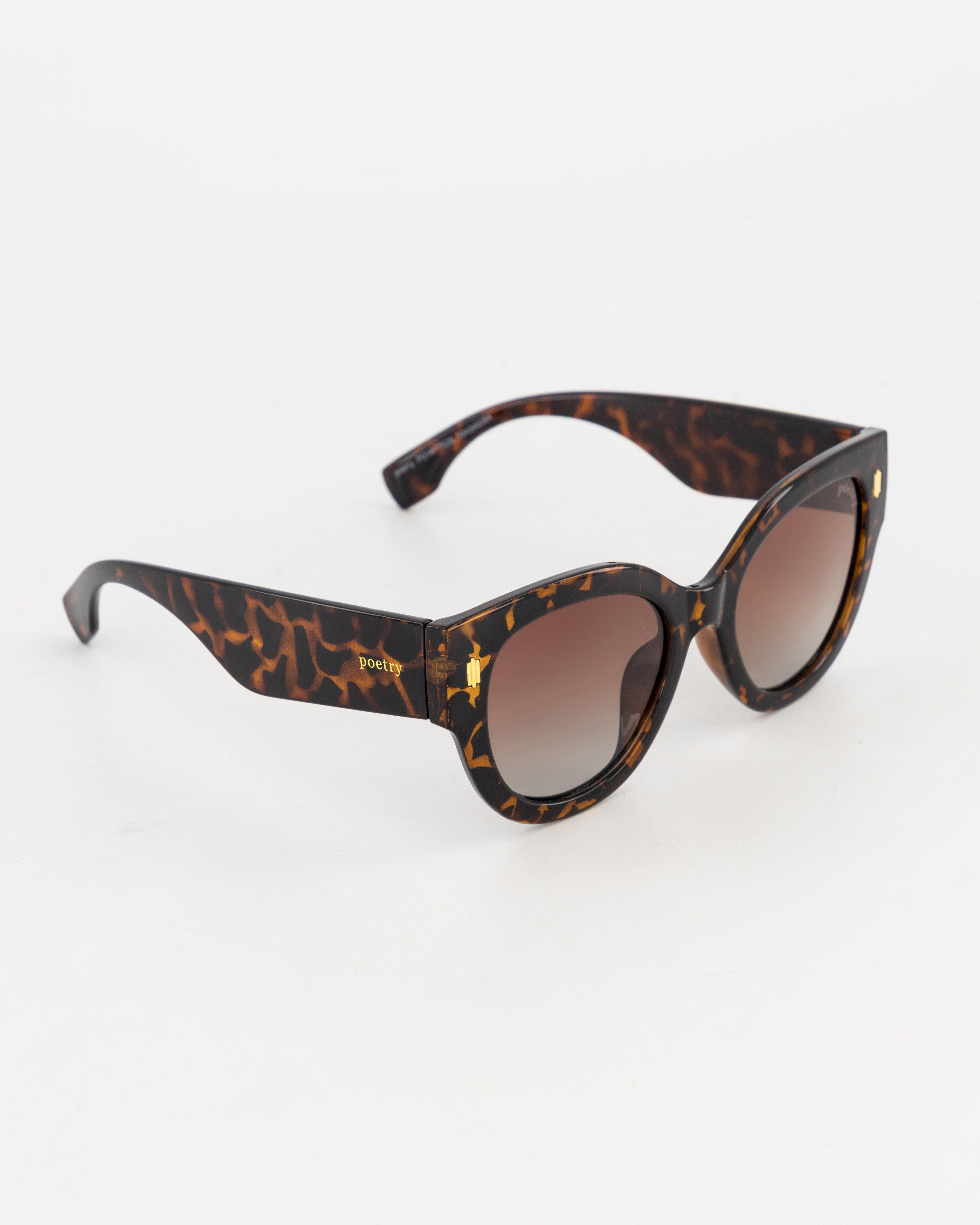 Oversized Round Polarised Sunglasses -  Brown