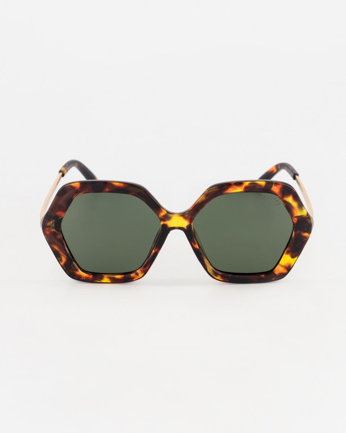 Large Hexagonal Tortoiseshell Polarised Sunglasses -  Brown