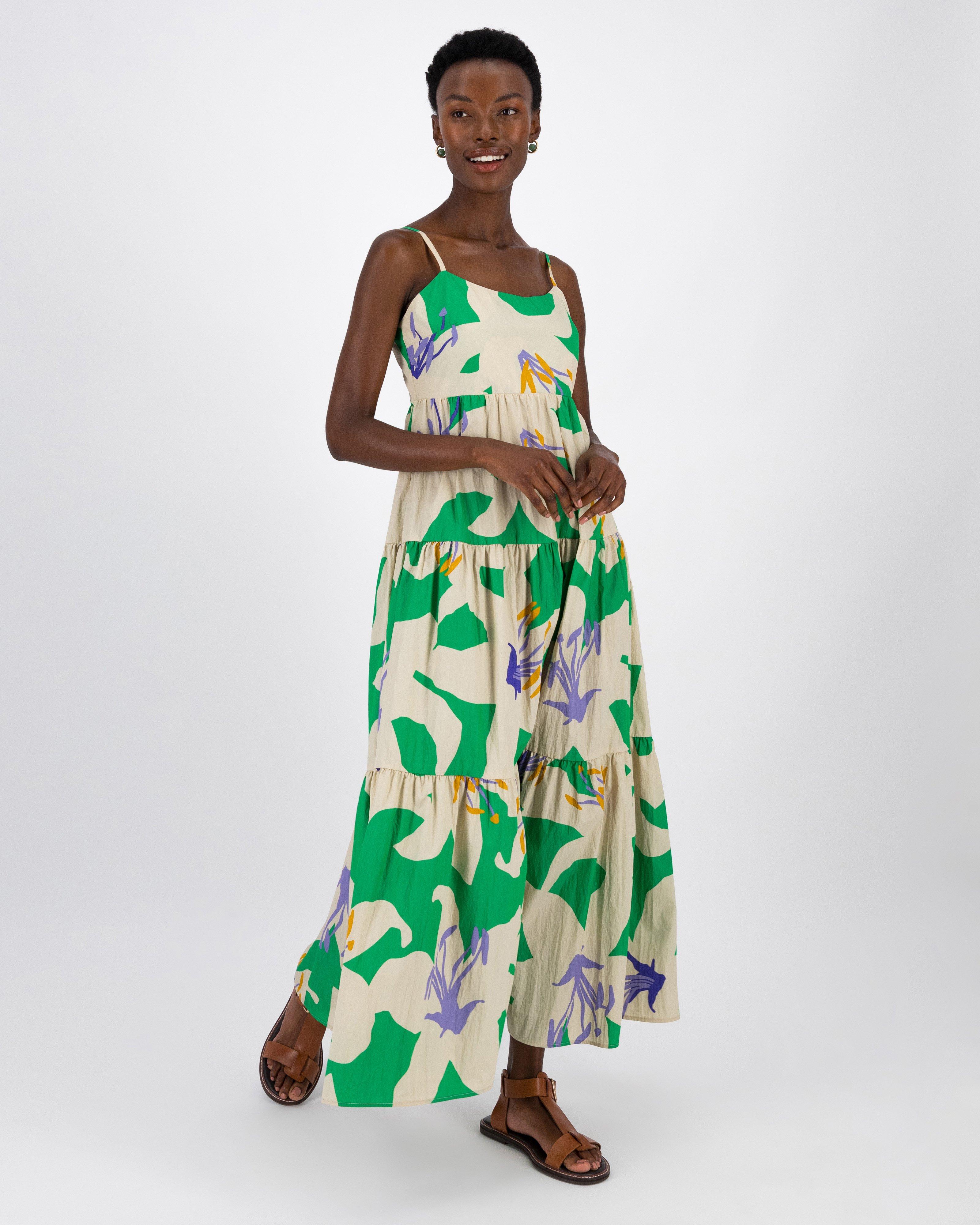 Green print maxi store dress